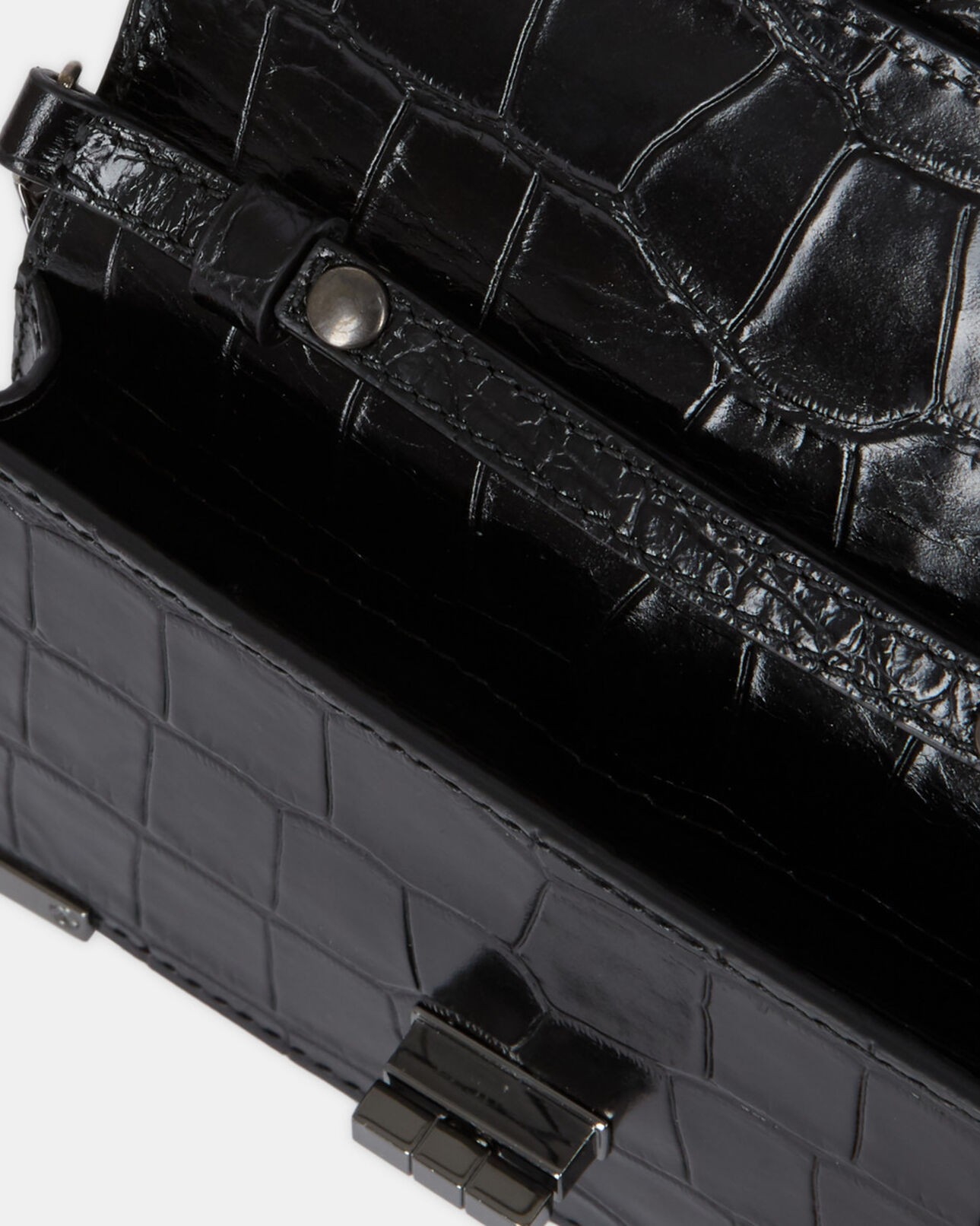The Kooples FEMME BLACK pochette emily small en cuir effet croco