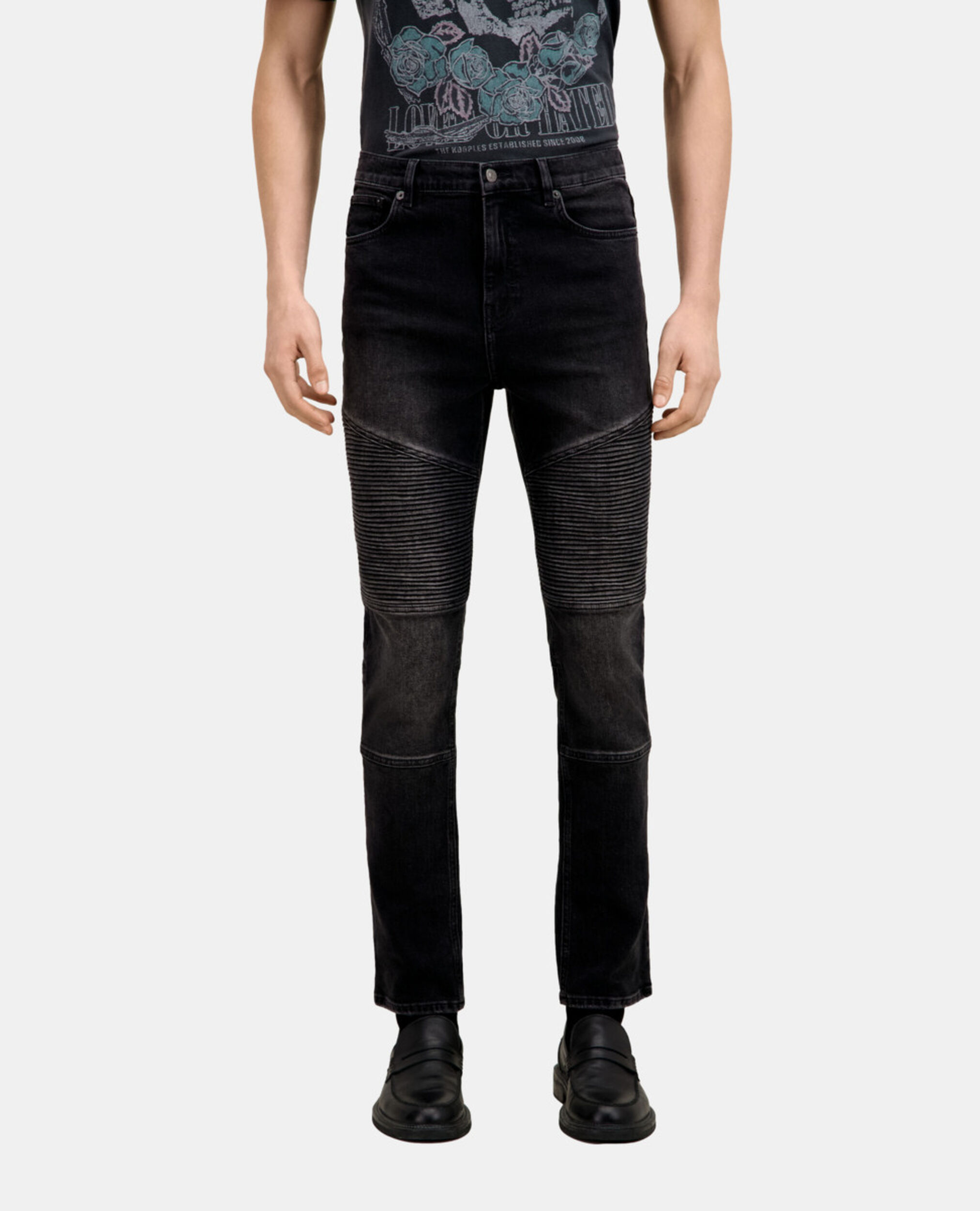 Jean biker slim noir, BLACK WASHED, hi-res image number null