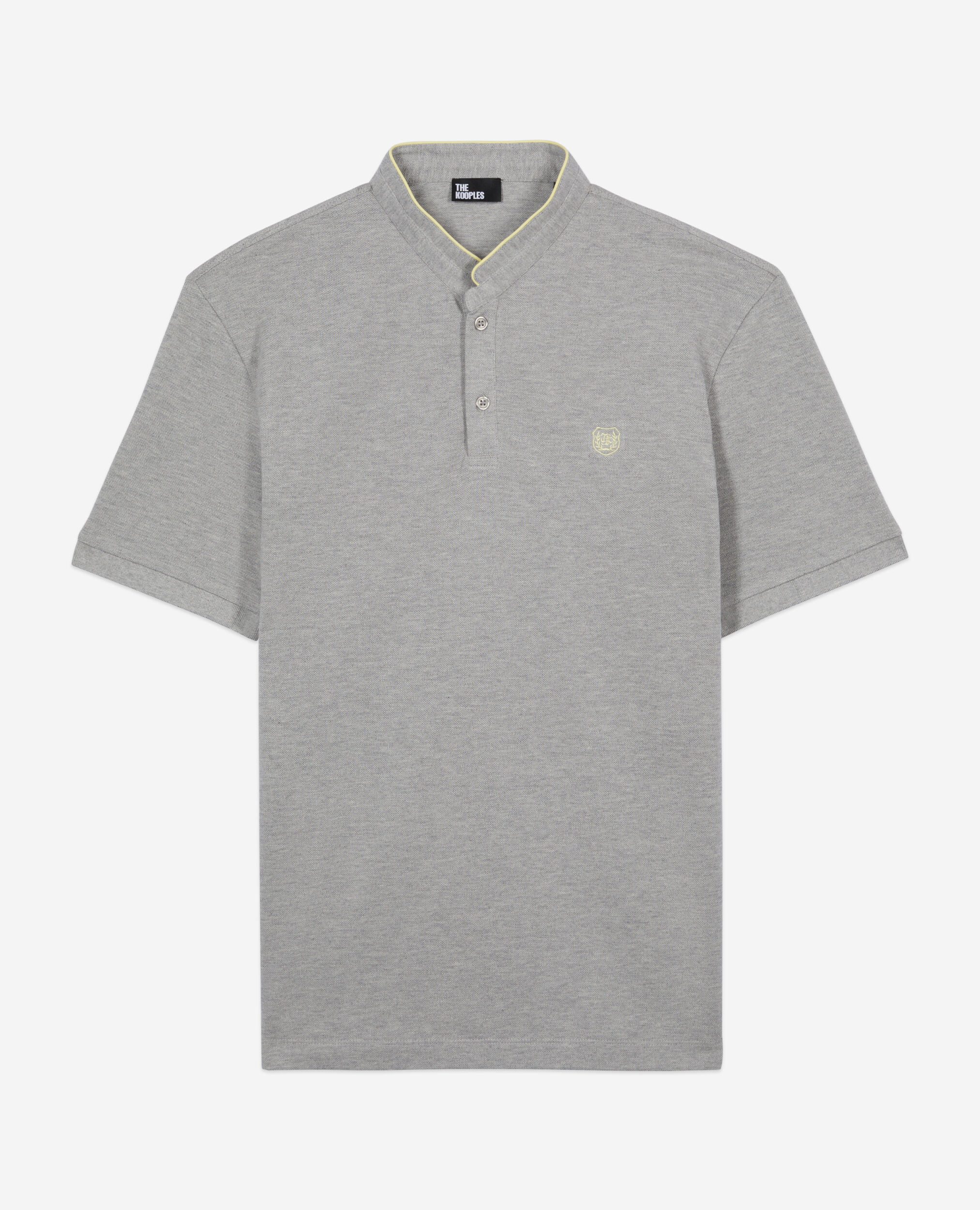 Grey pique cotton polo t-shirt, GREY YELLOW, hi-res image number null