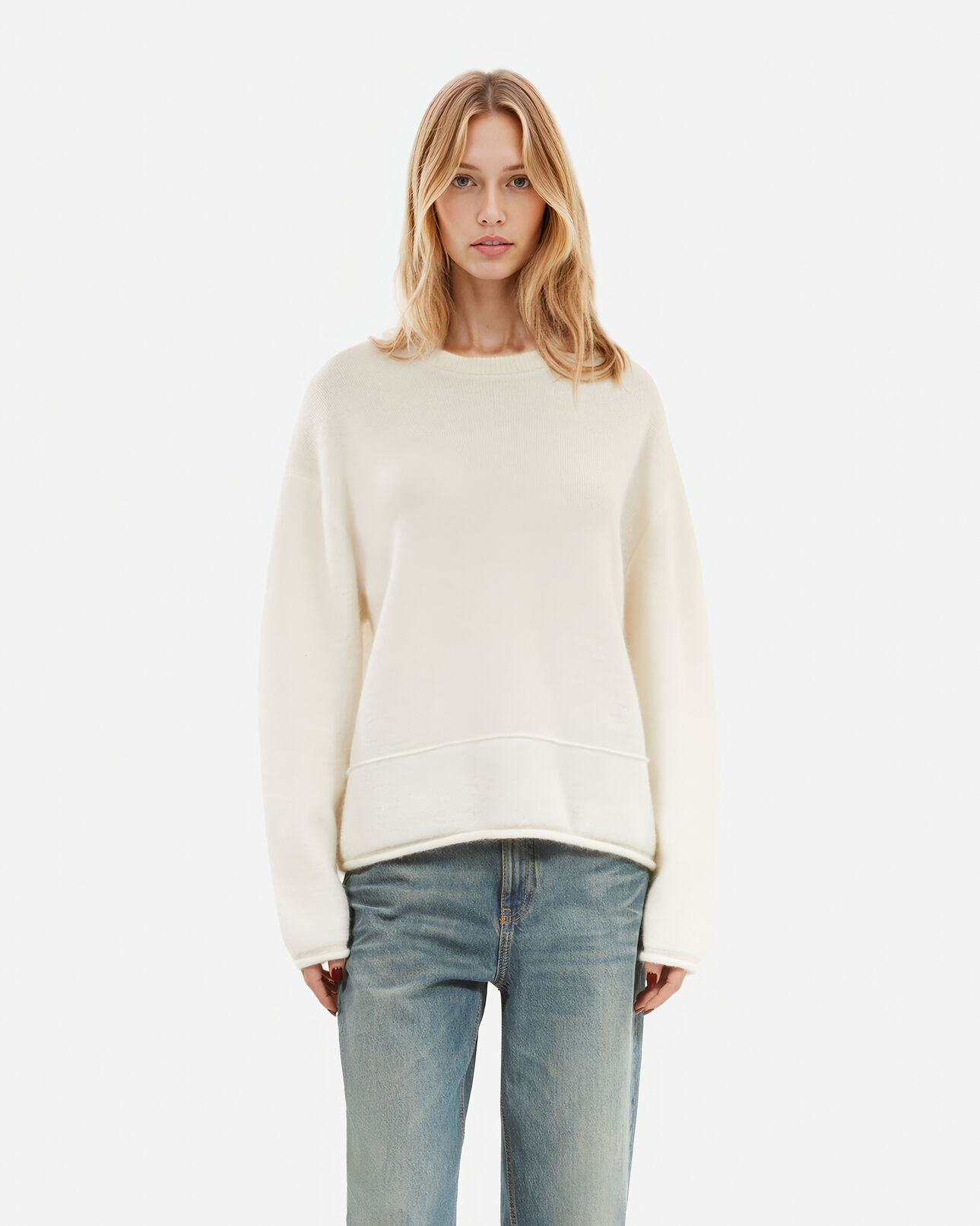 The Kooples MUJER ECRU jersey blanco de lana y mohair