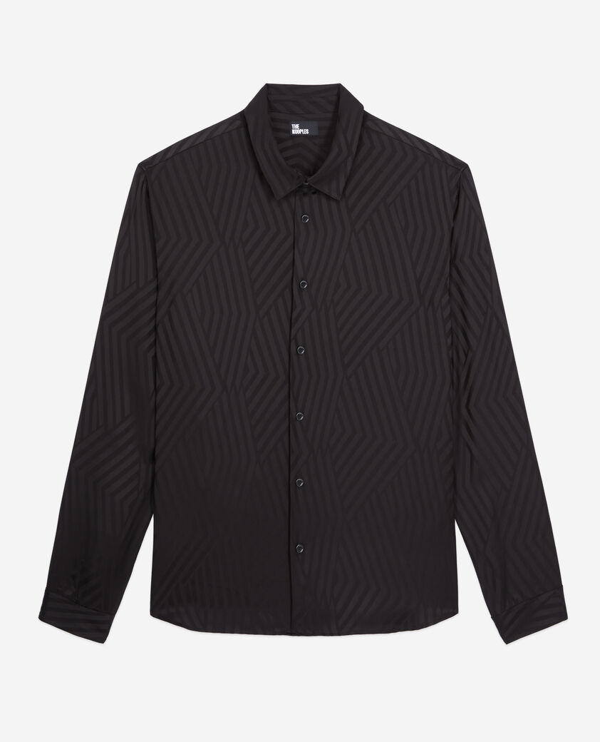 The Kooples HOMME BLACK chemise noire jacquard géometrique