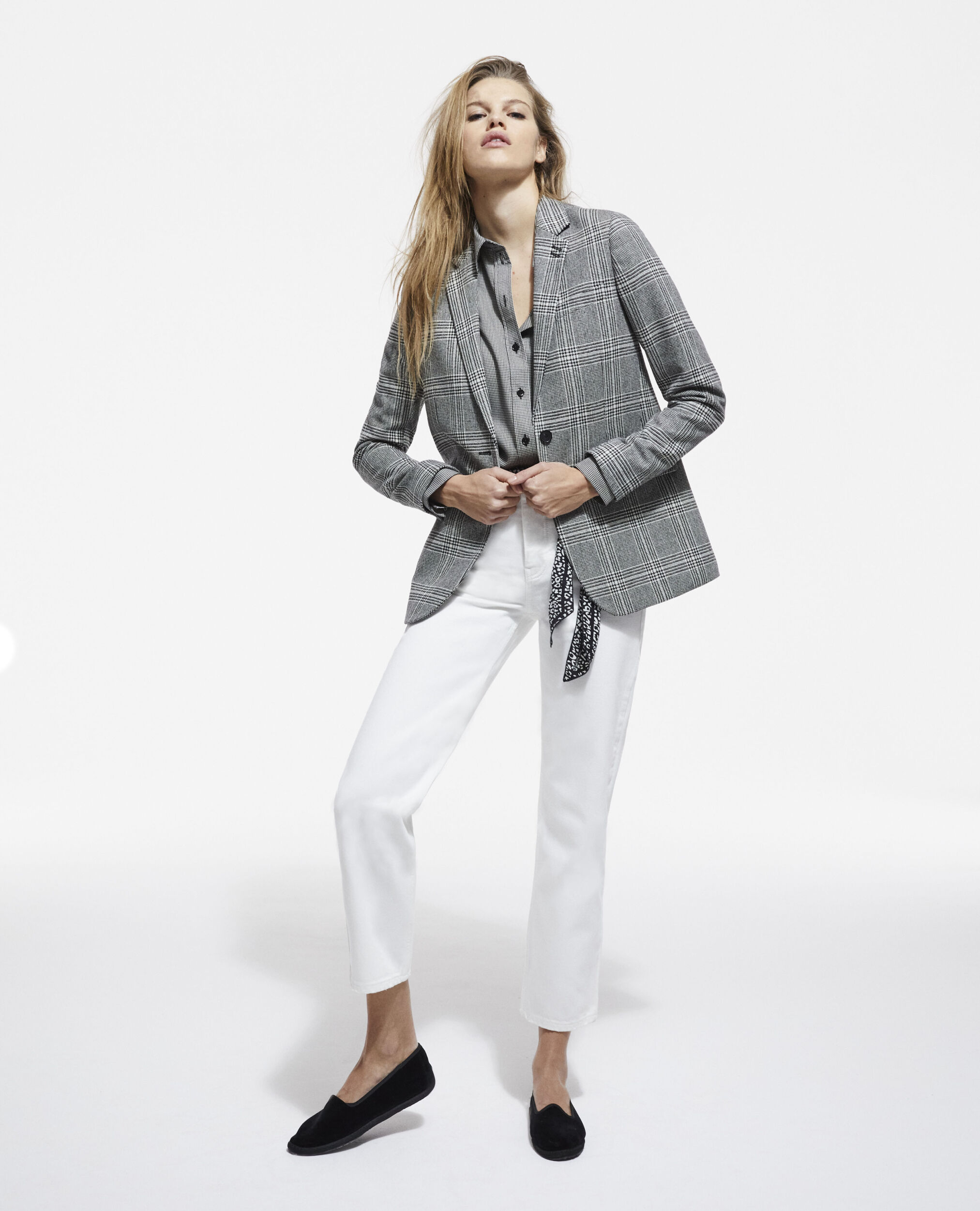 Check wool shop jacket womens