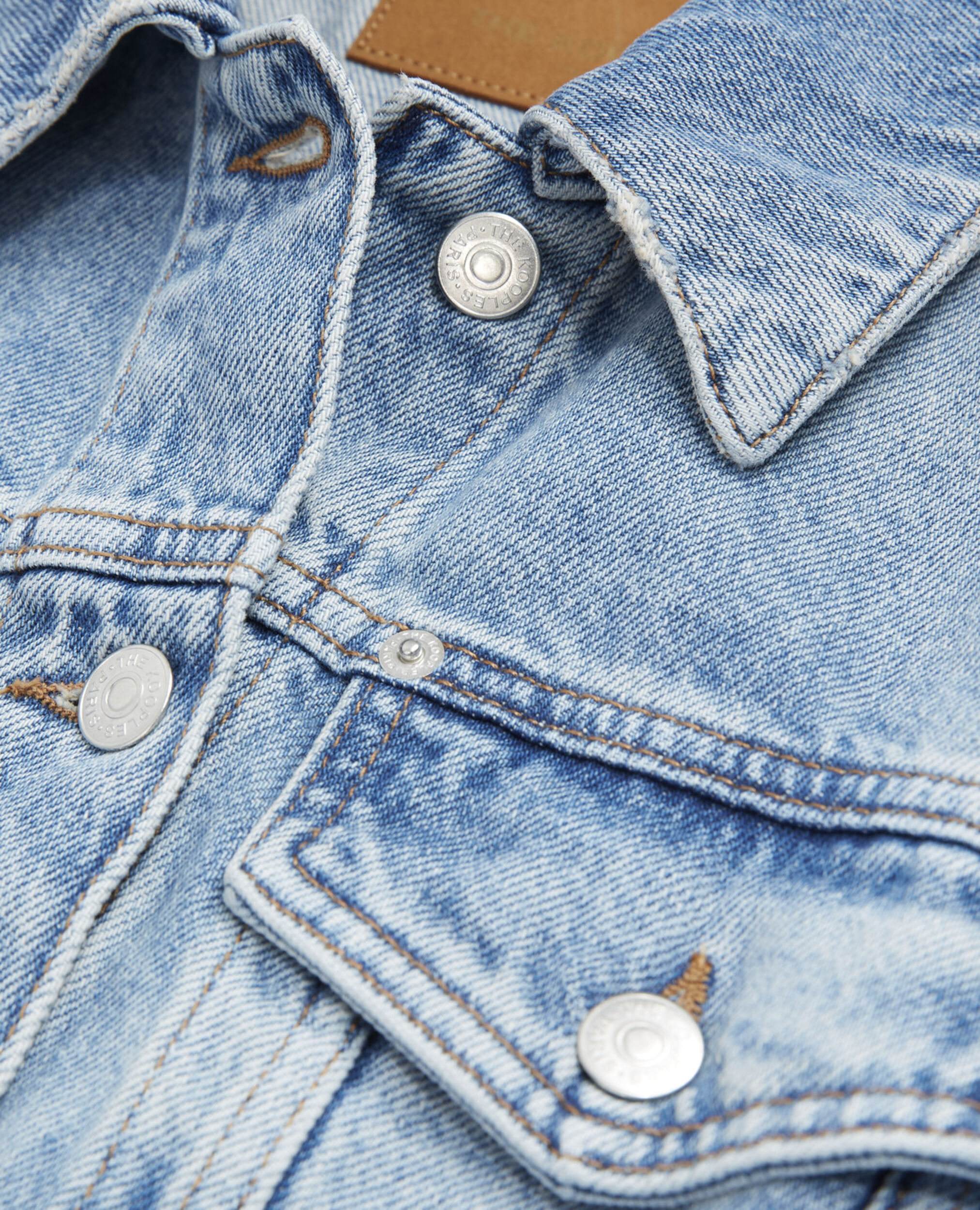 Blouson jean bleu délavé poches poitrine, BLUE WASHED, hi-res image number null