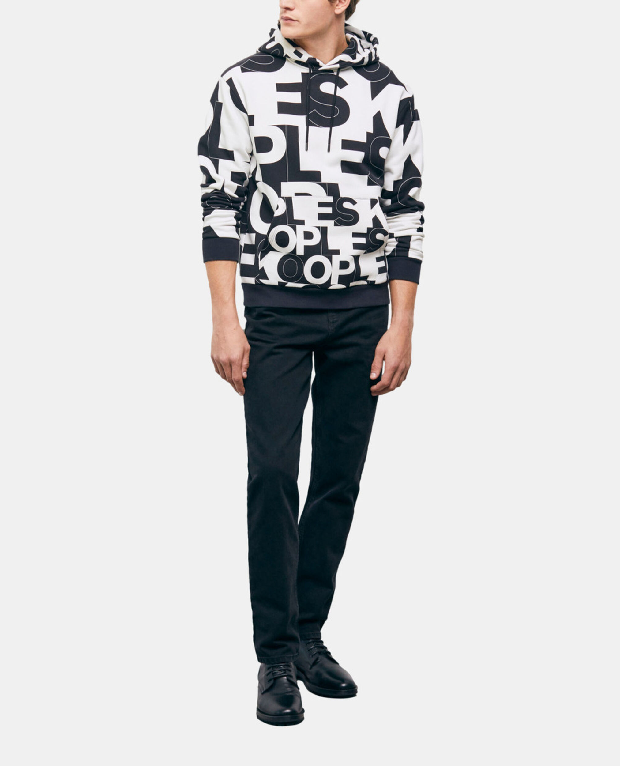 Sweatshirt with The Kooples logo, BLACK / WHITE, hi-res image number null