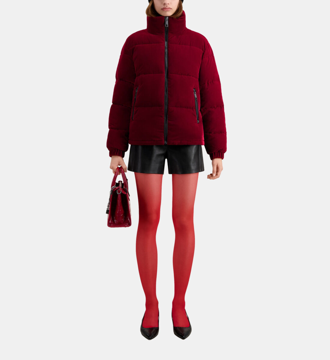 Burgundy puffer sales