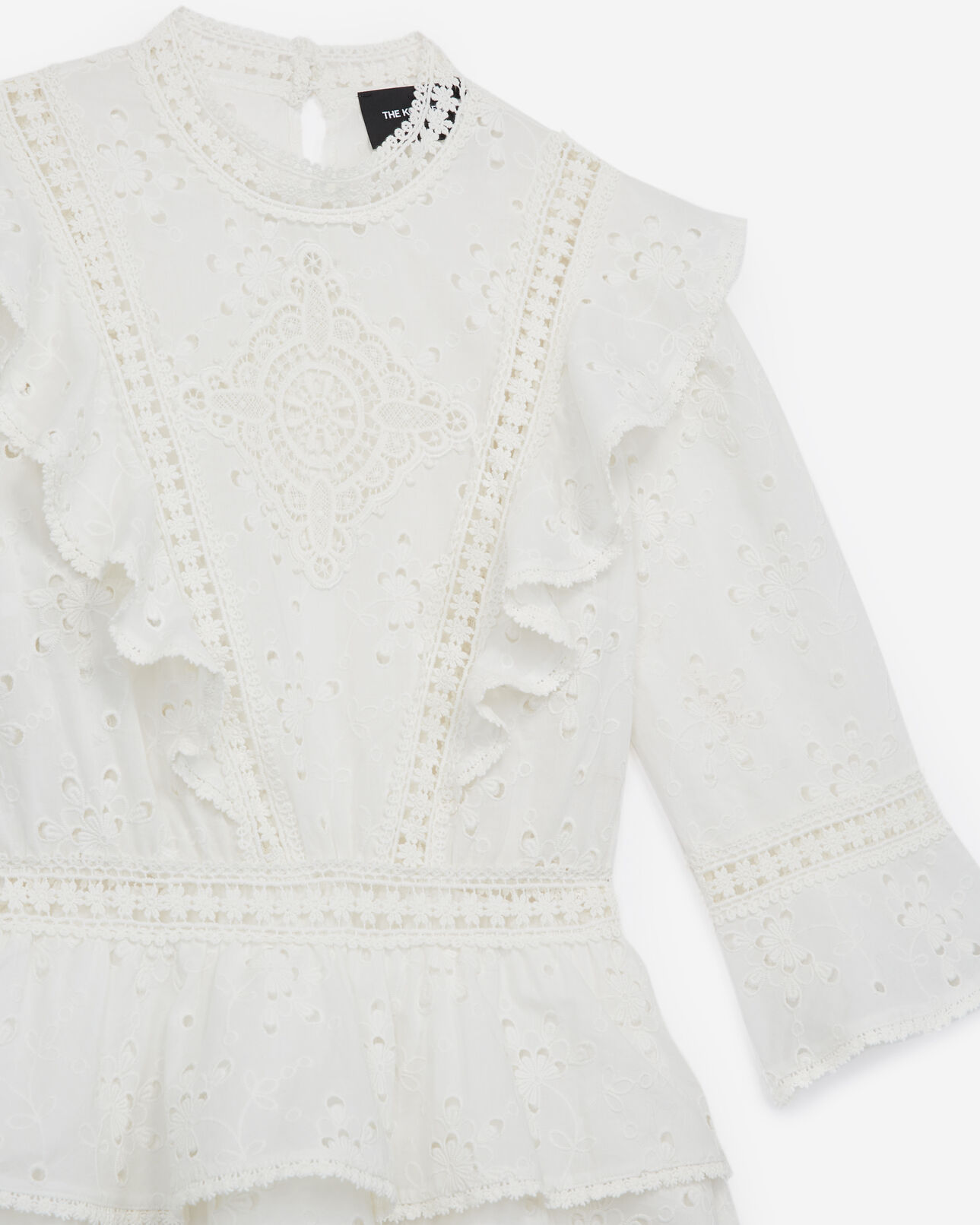 The Kooples MUJER ECRU vestido encaje blanco crudo corto volantes