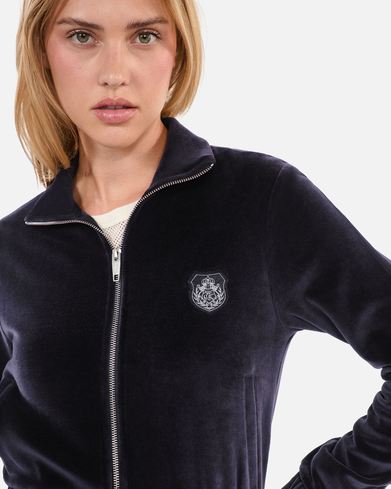 The Kooples WOMEN BLACK black velvet logo sweatshirt