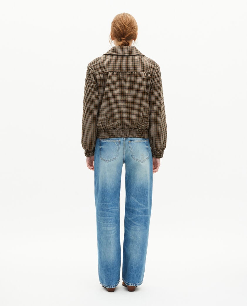 The Kooples FEMME CAMEL / BEIGE blouson pied de poule en laine camel