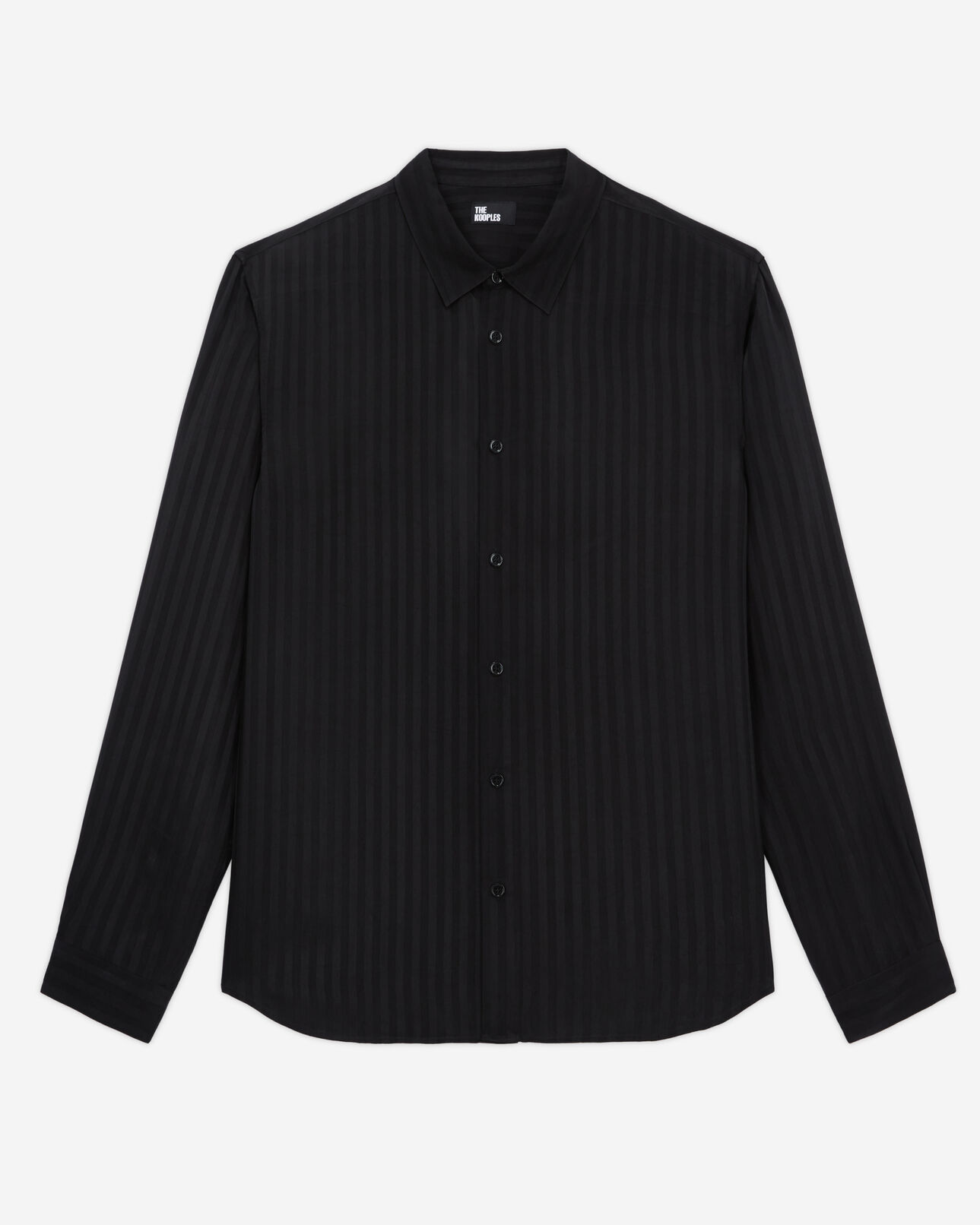 The Kooples HOMME BLACK chemise col classique à rayures noire
