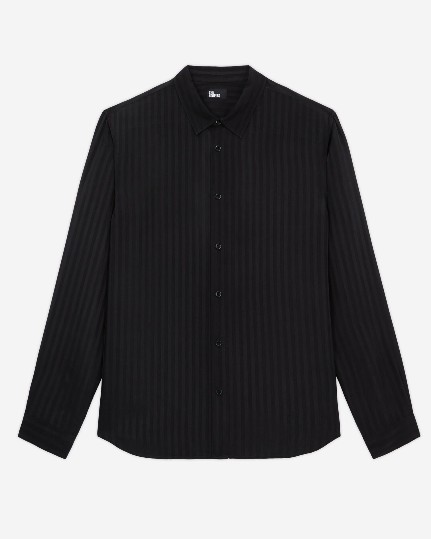 Chemise col classique à rayures noire, BLACK, hi-res image number null