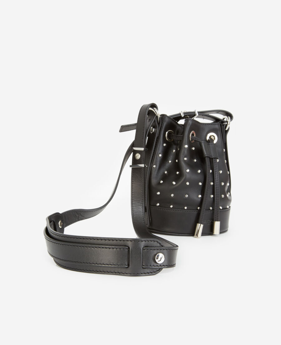 studded small tina bag in smooth black leather