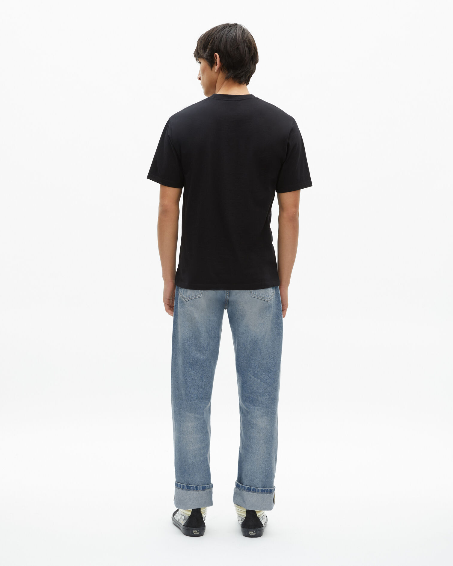 T-shirt with black flocking, BLACK, hi-res image number null