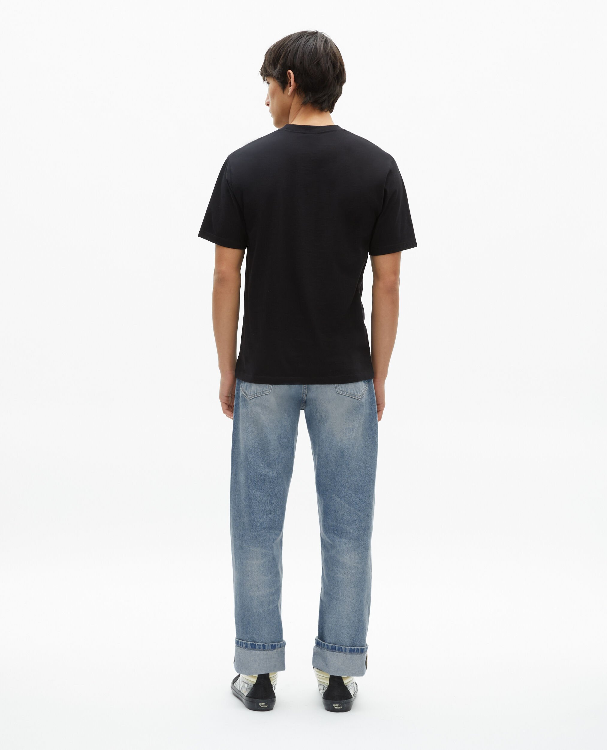 T-shirt with black flocking, BLACK, hi-res image number null