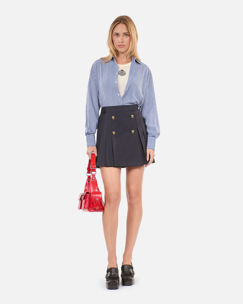 The Kooples WOMEN DARK NAVY short navy blue pleated skirt