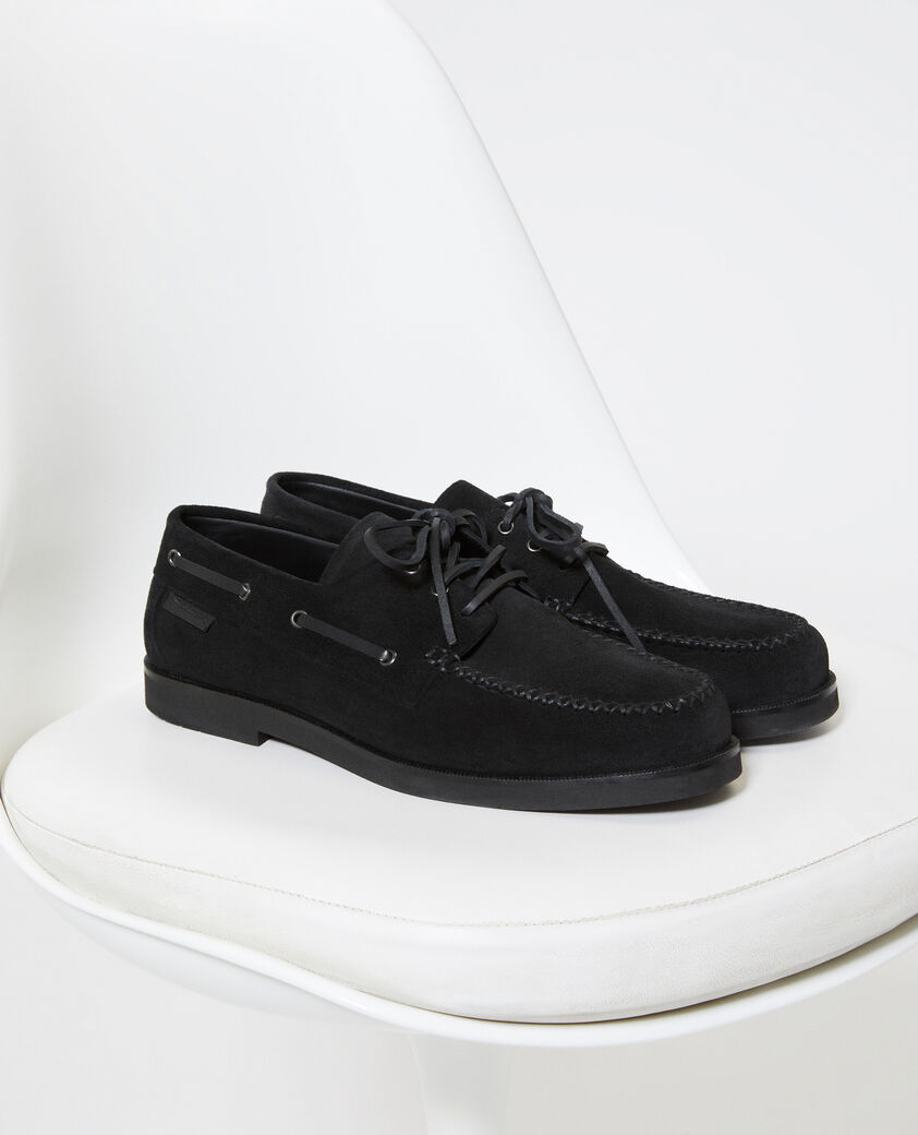 The Kooples HOMME BLACK mocassins en su&egrave;de noir