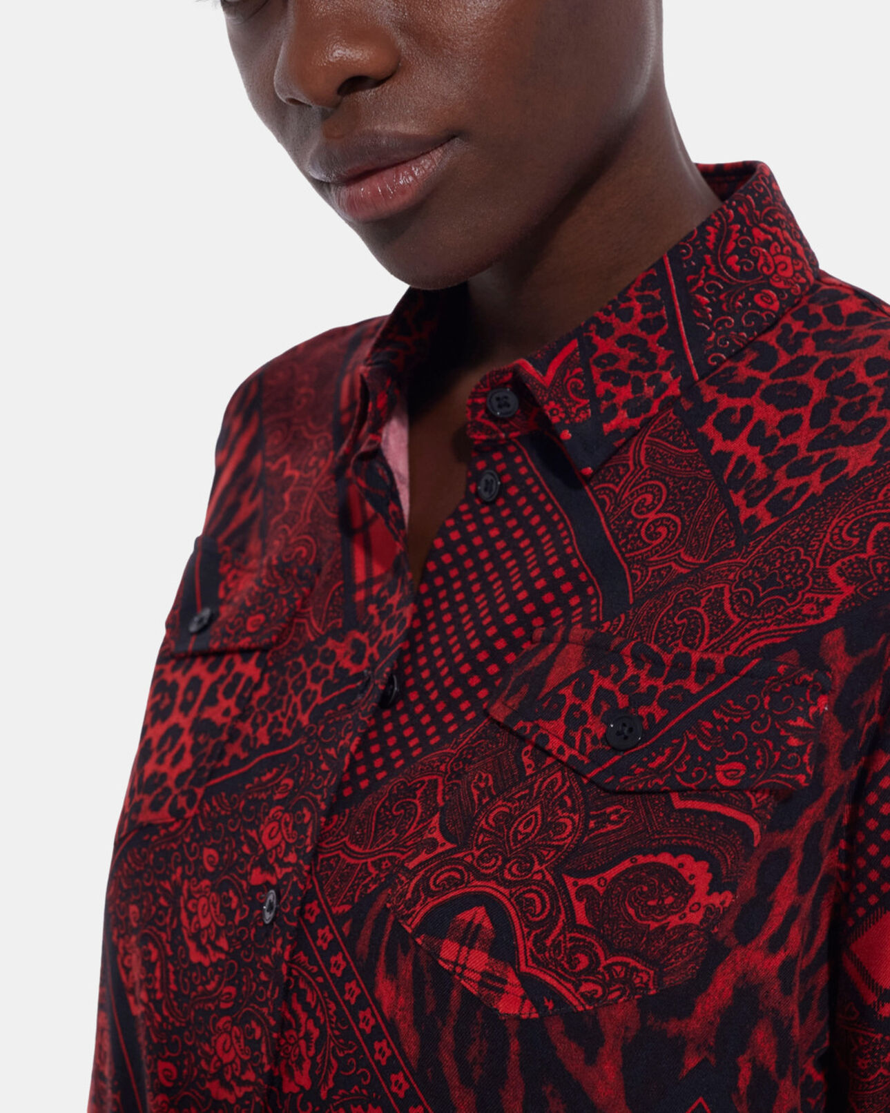 The Kooples WOMEN RED / BLACK printed shirt