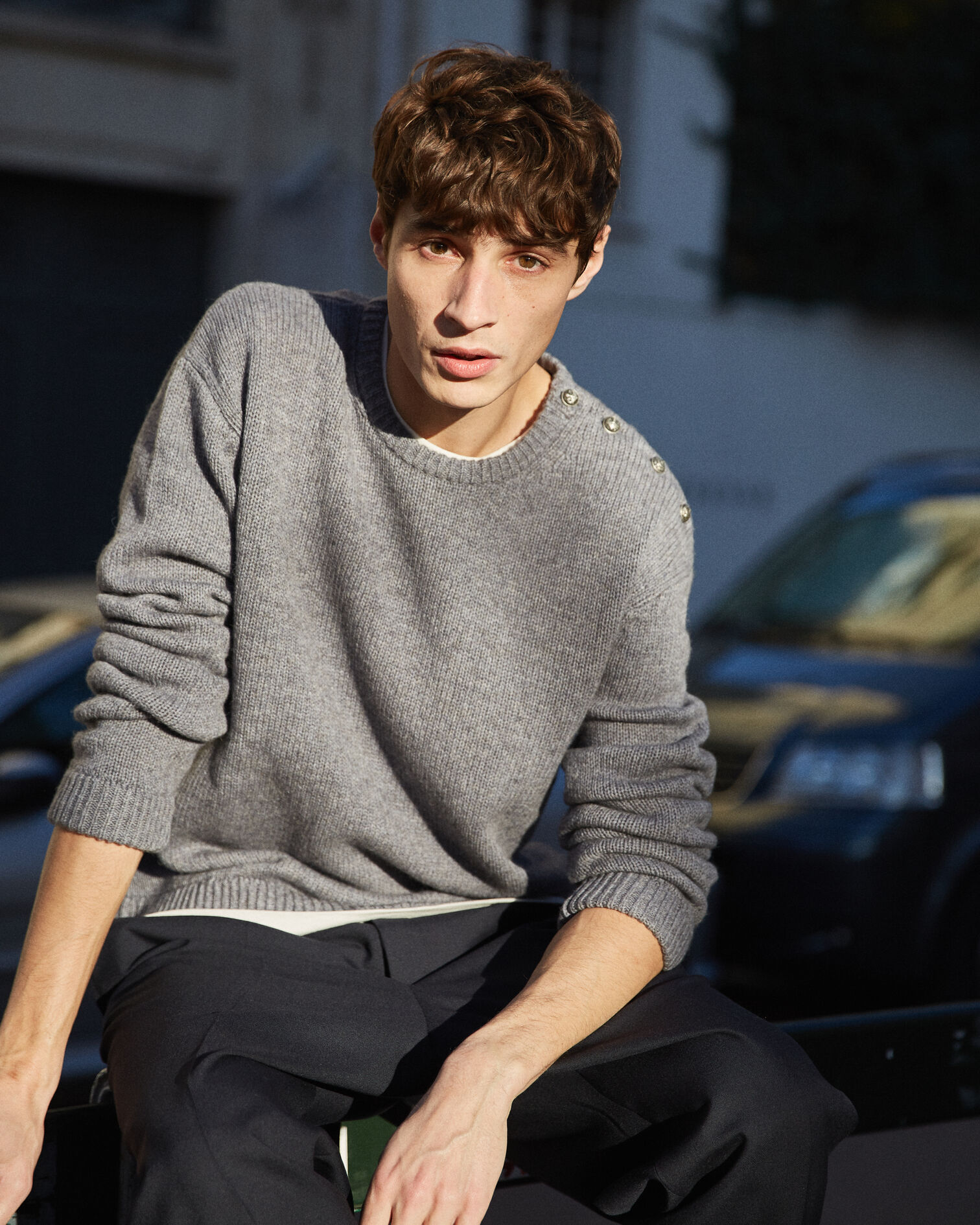 Grey merino wool sweater, GREY, hi-res image number null