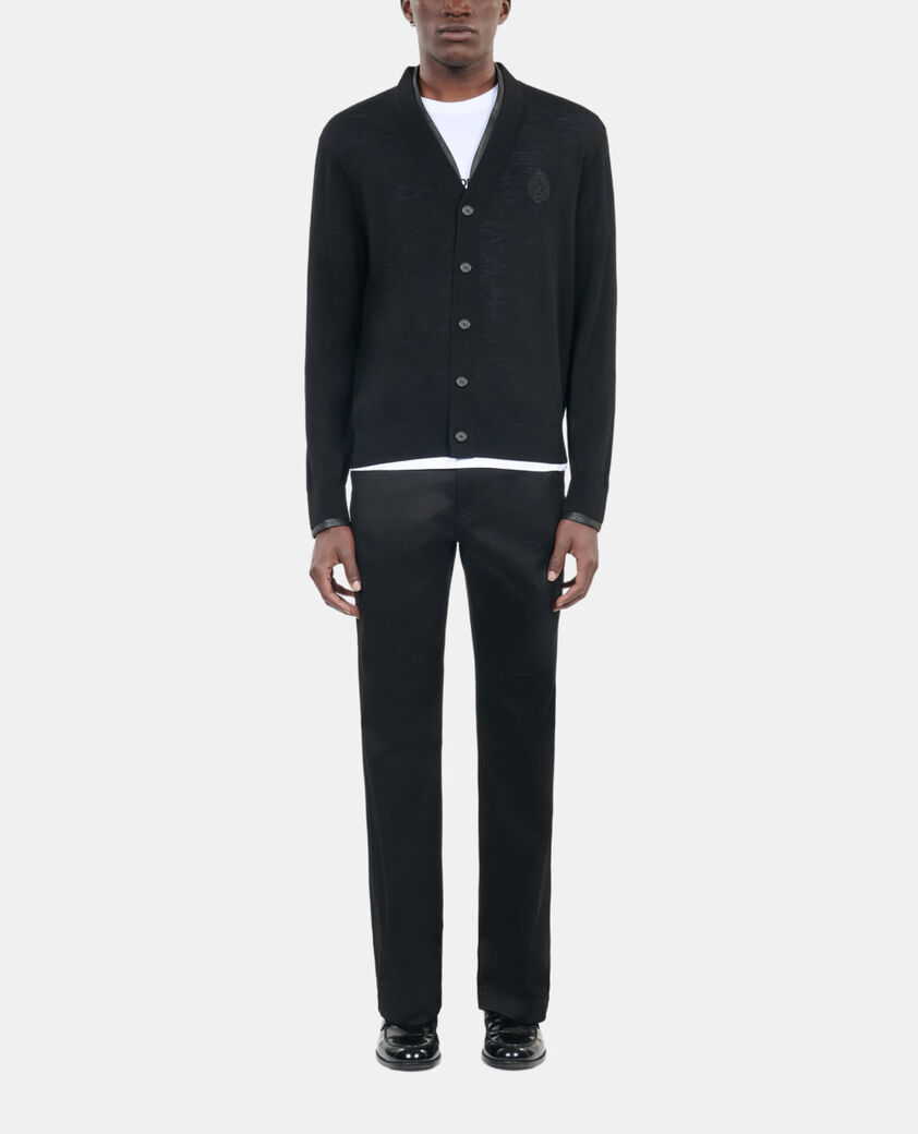 The Kooples HERREN BLACK schwarzer cardigan aus merinowolle