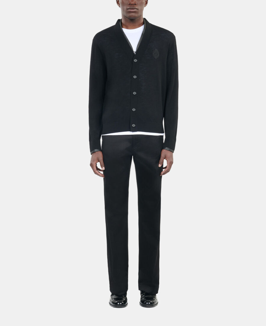 The Kooples H BLACK black merino wool cardigan 