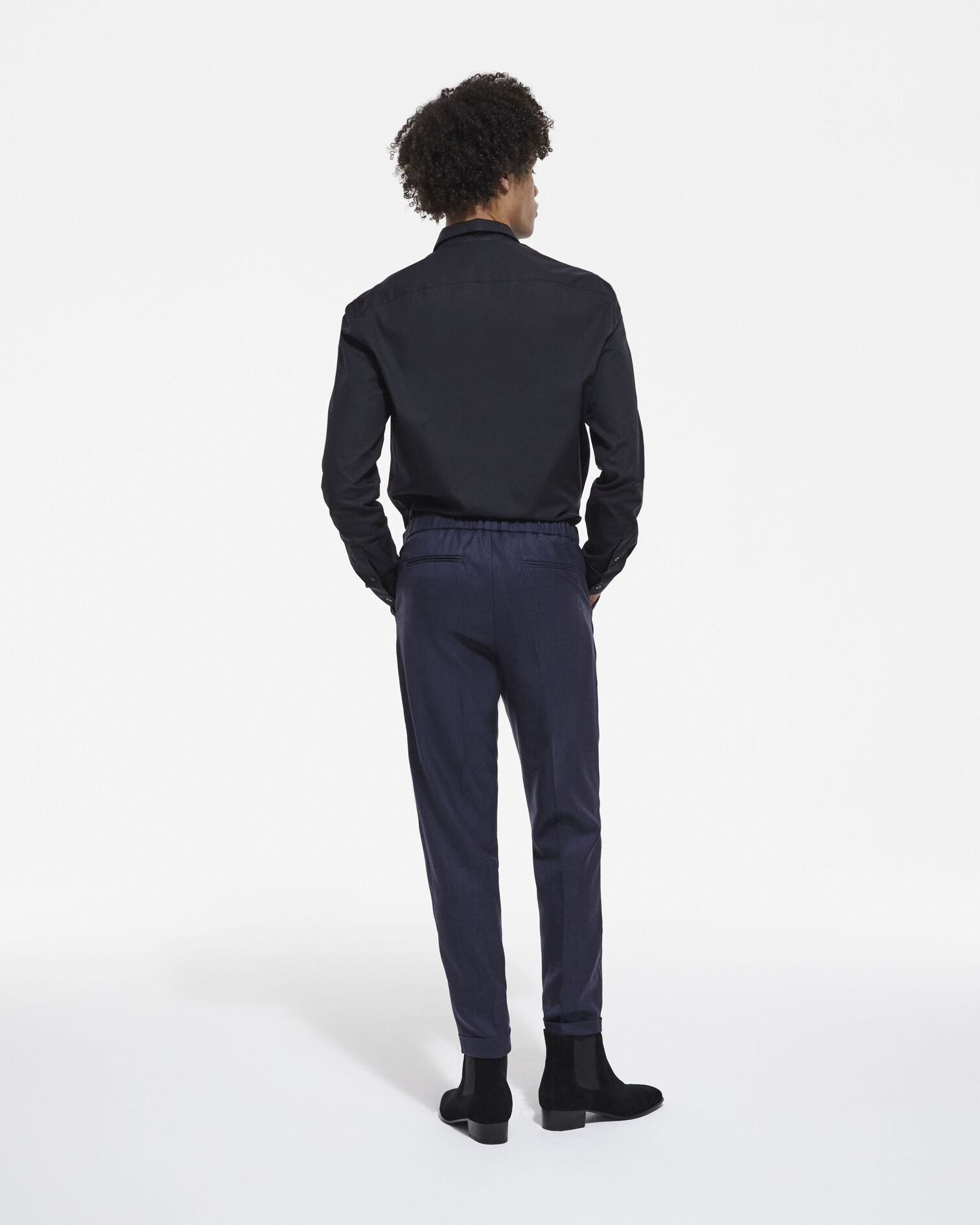 Black shirt with classic collar, BLACK, hi-res image number null