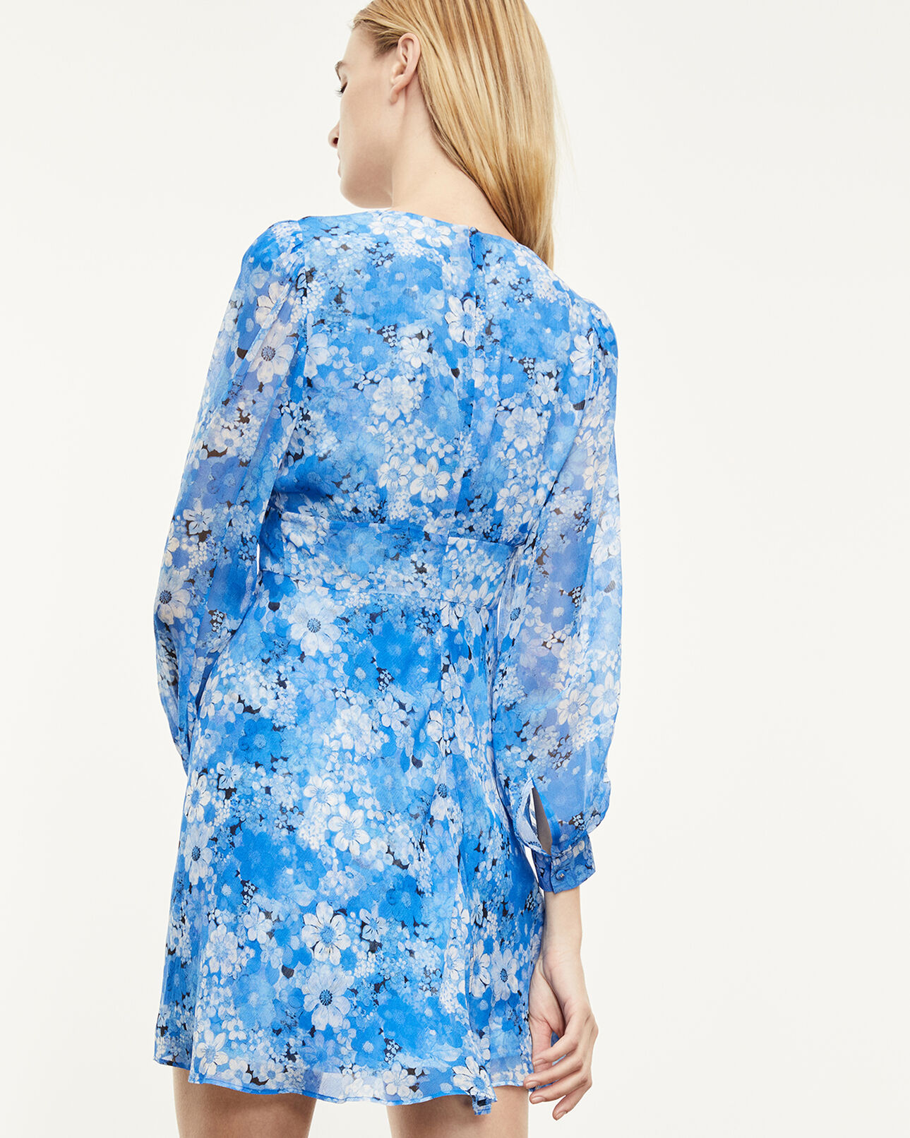 The Kooples WOMEN BLUE blue short printed dress with buttons