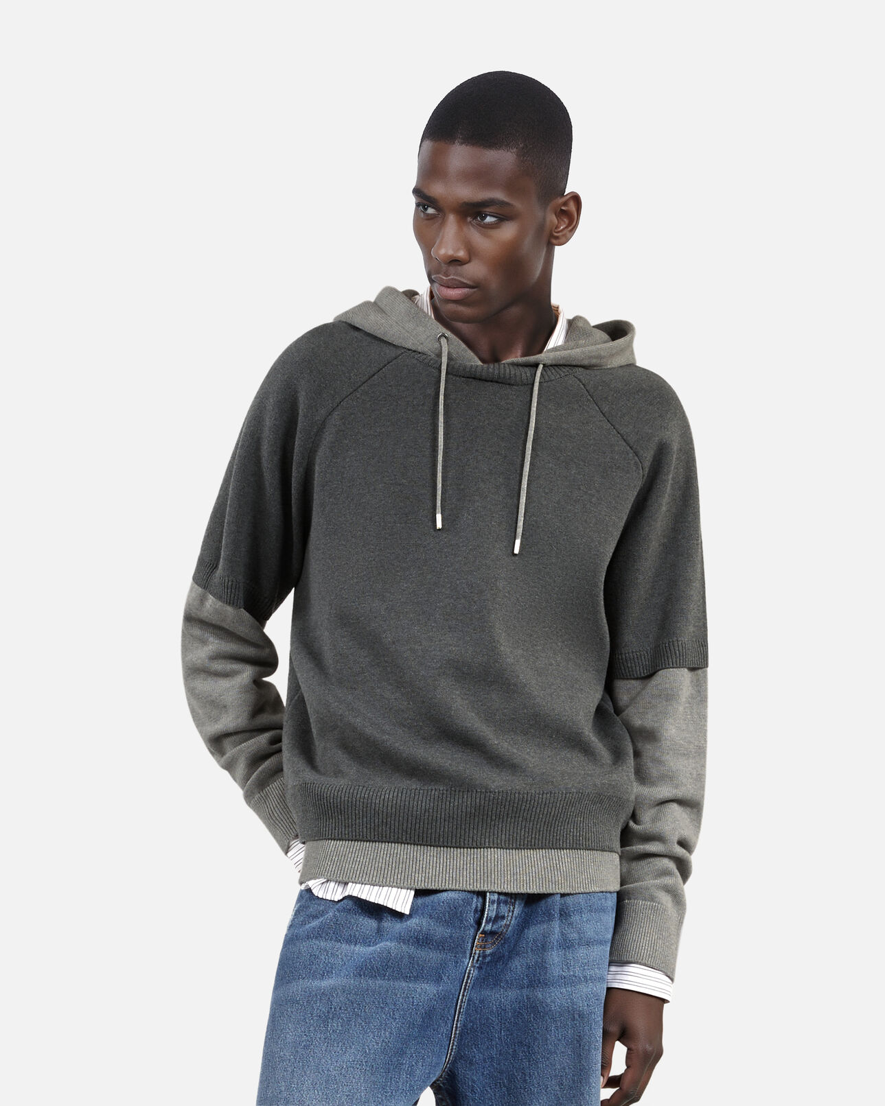 The Kooples HOMME MIDDLE GREY / ANTHRACITE pull en coton gris