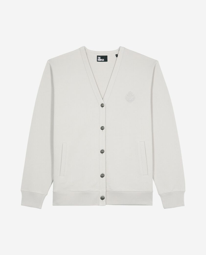 The Kooples MEN LIGHT GREY button-down cardigan in grey jersey