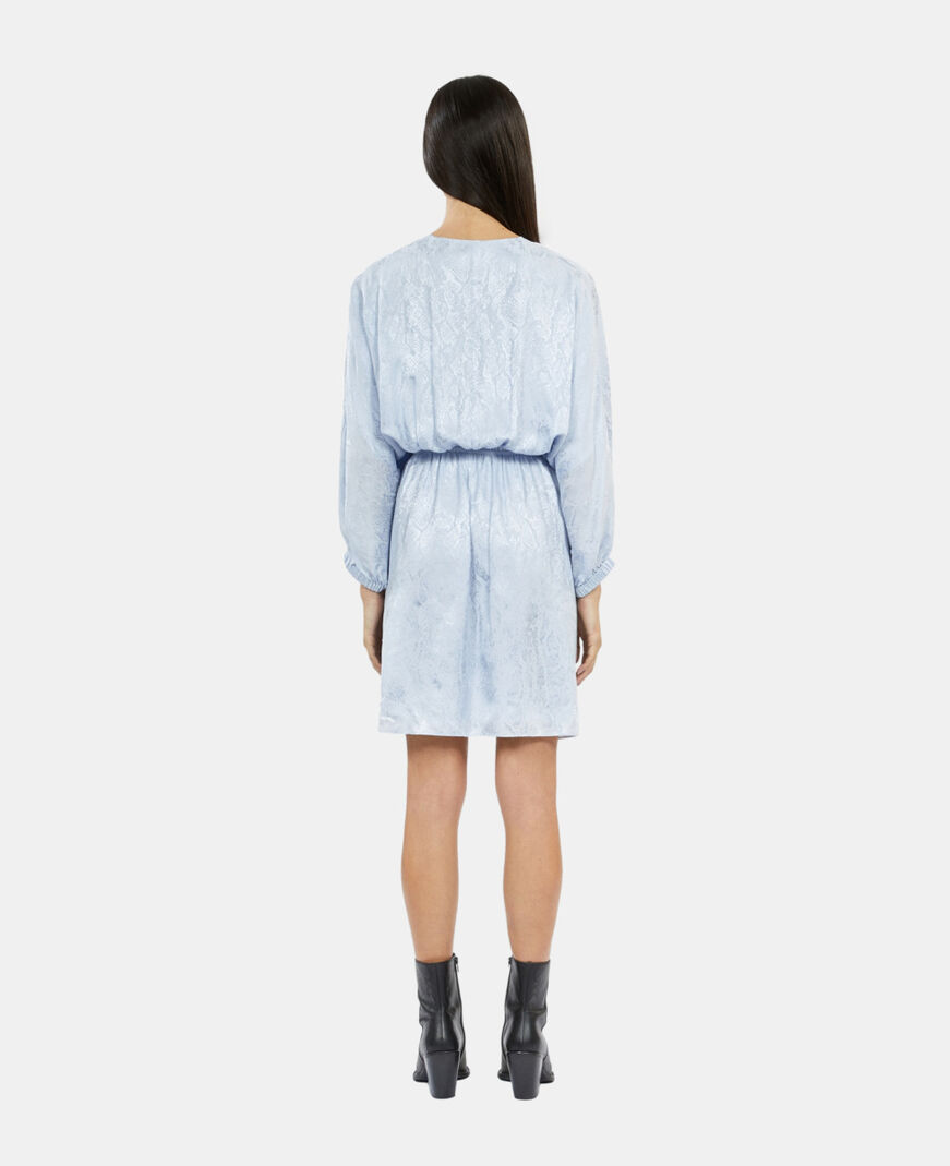 The Kooples F LAVENDER short blue python jacquard dress with draping