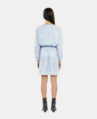The Kooples F LAVENDER short blue python jacquard dress with draping