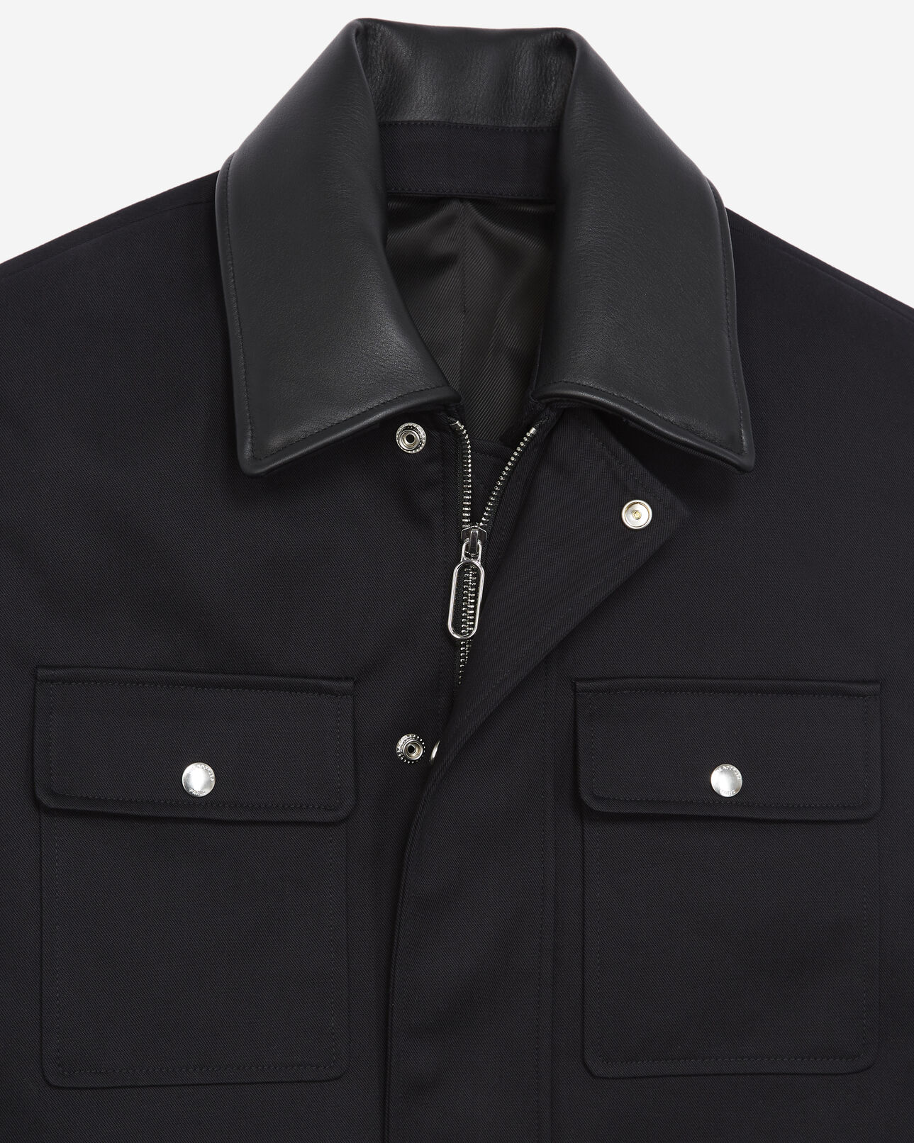 The Kooples MEN NAVY technical navy blue jacket w/leather collar