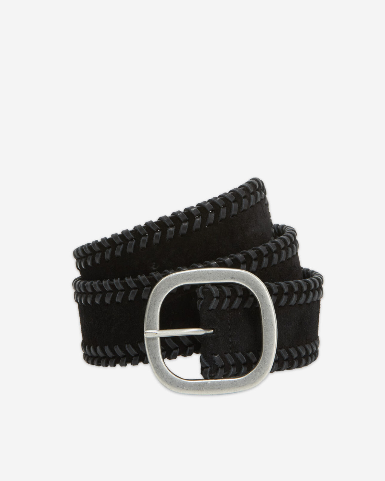 The Kooples WOMEN BLACK women’s leather belt w/ braided details
