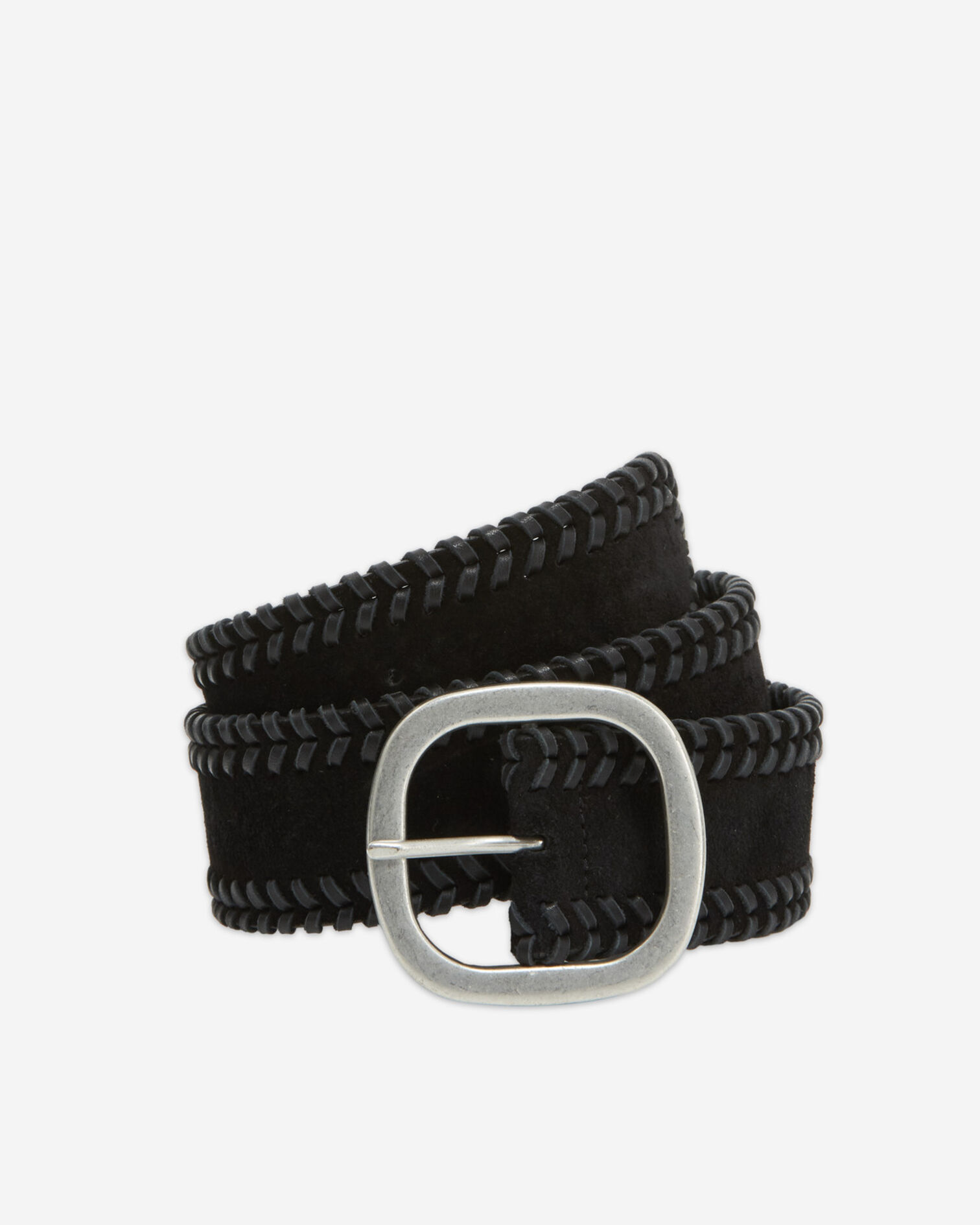 Women’s leather belt w/ braided details, BLACK, hi-res image number null