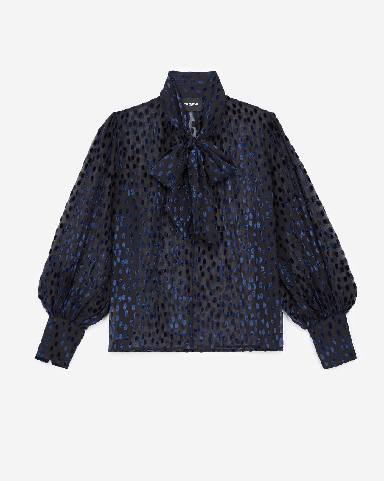 The Kooples MUJER BLACK / PURPLE top cuello corbata terciopelo devoré lunares