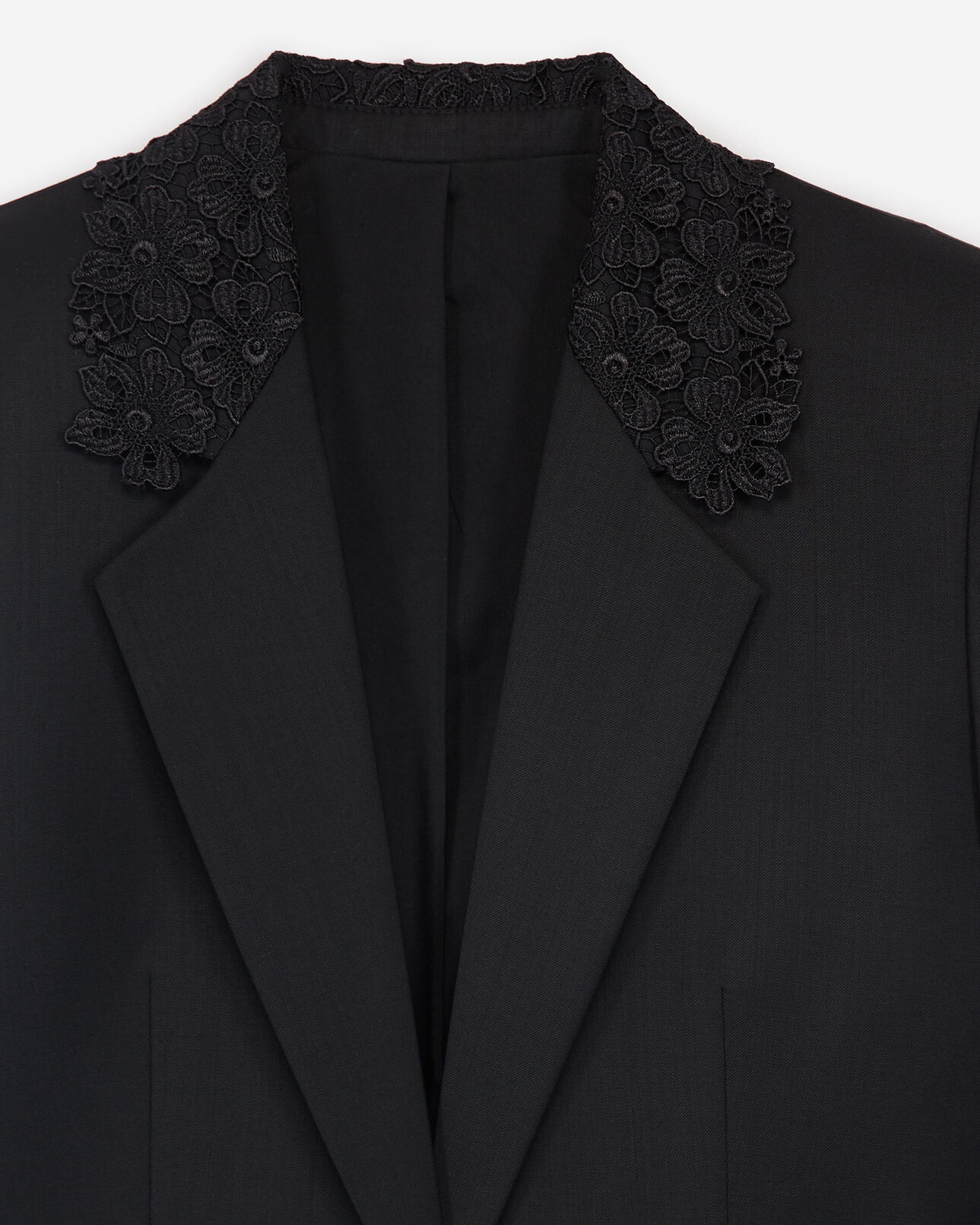 The Kooples FEMME BLACK veste stretch noire dentelle sur le col