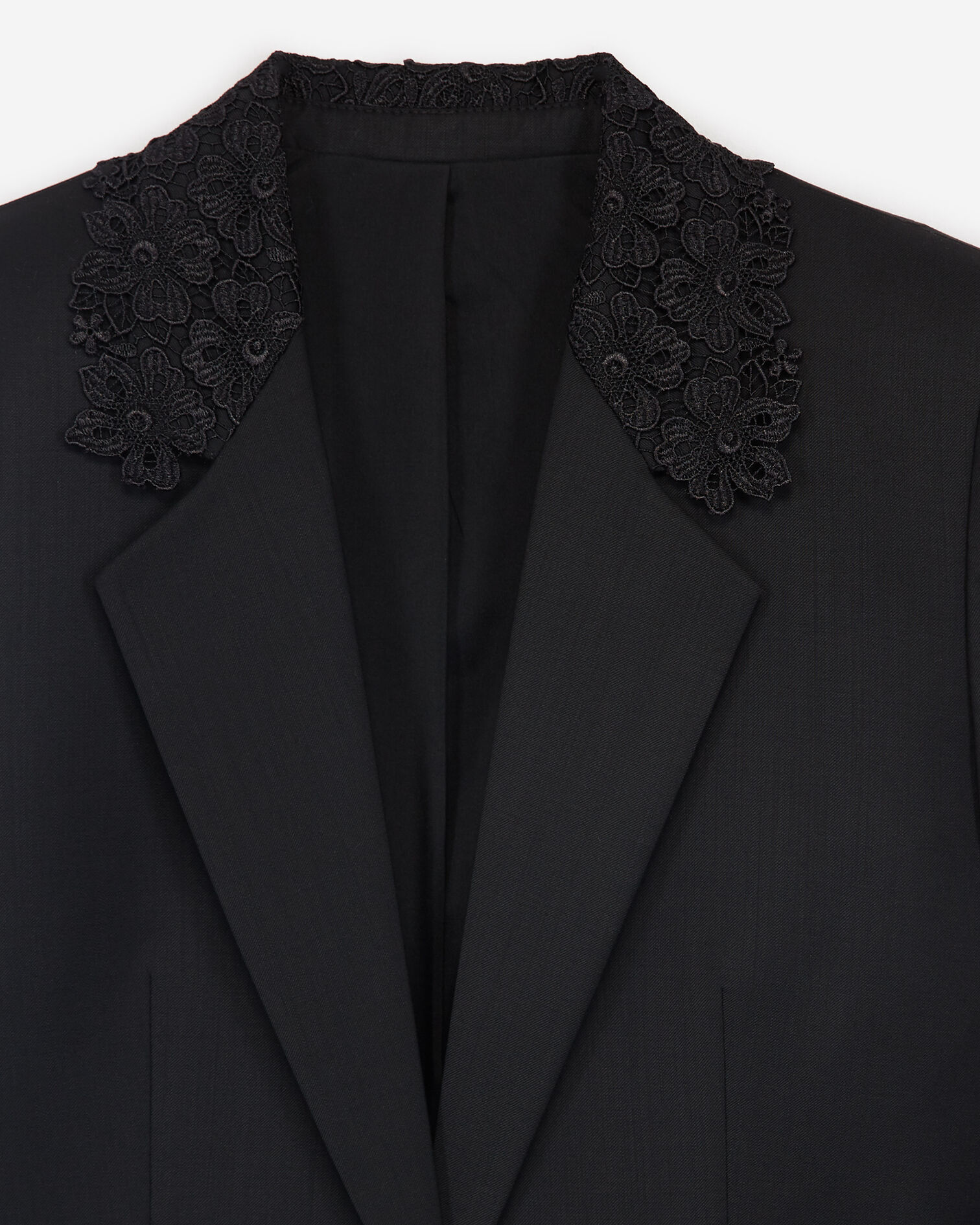 Veste stretch noire dentelle sur le col, BLACK, hi-res image number null