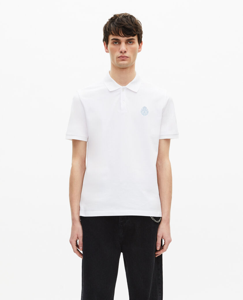 The Kooples MEN WHITE polo shirt in piqué with classic white collar