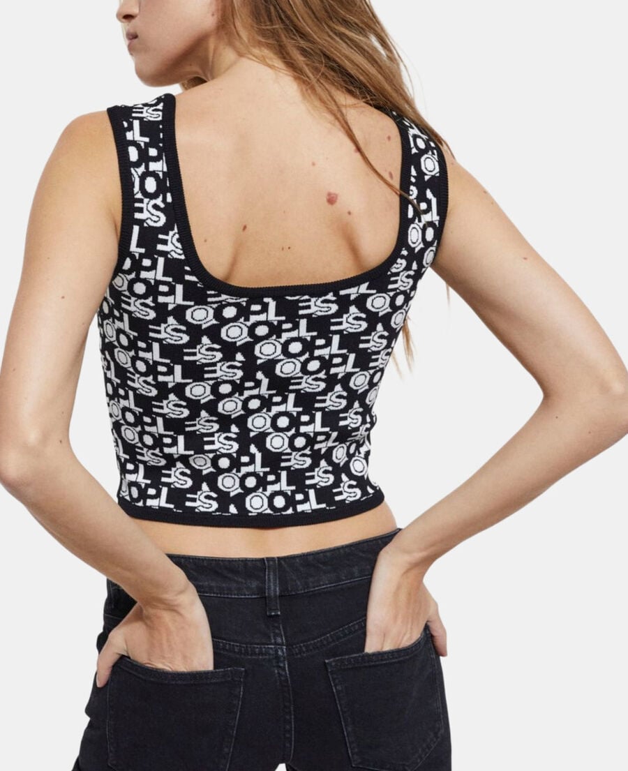 The Kooples FEMME BLACK WHITE top court logo the kooples