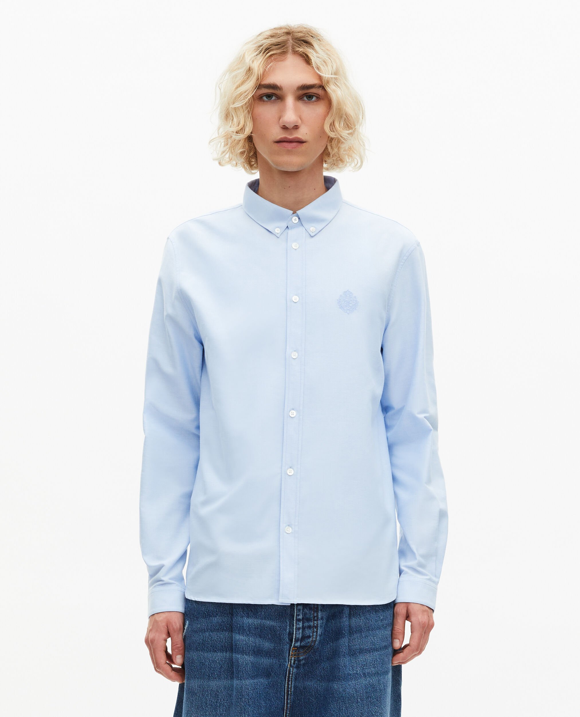 Light blue formal shirt with classic collar, BLUE, hi-res image number null