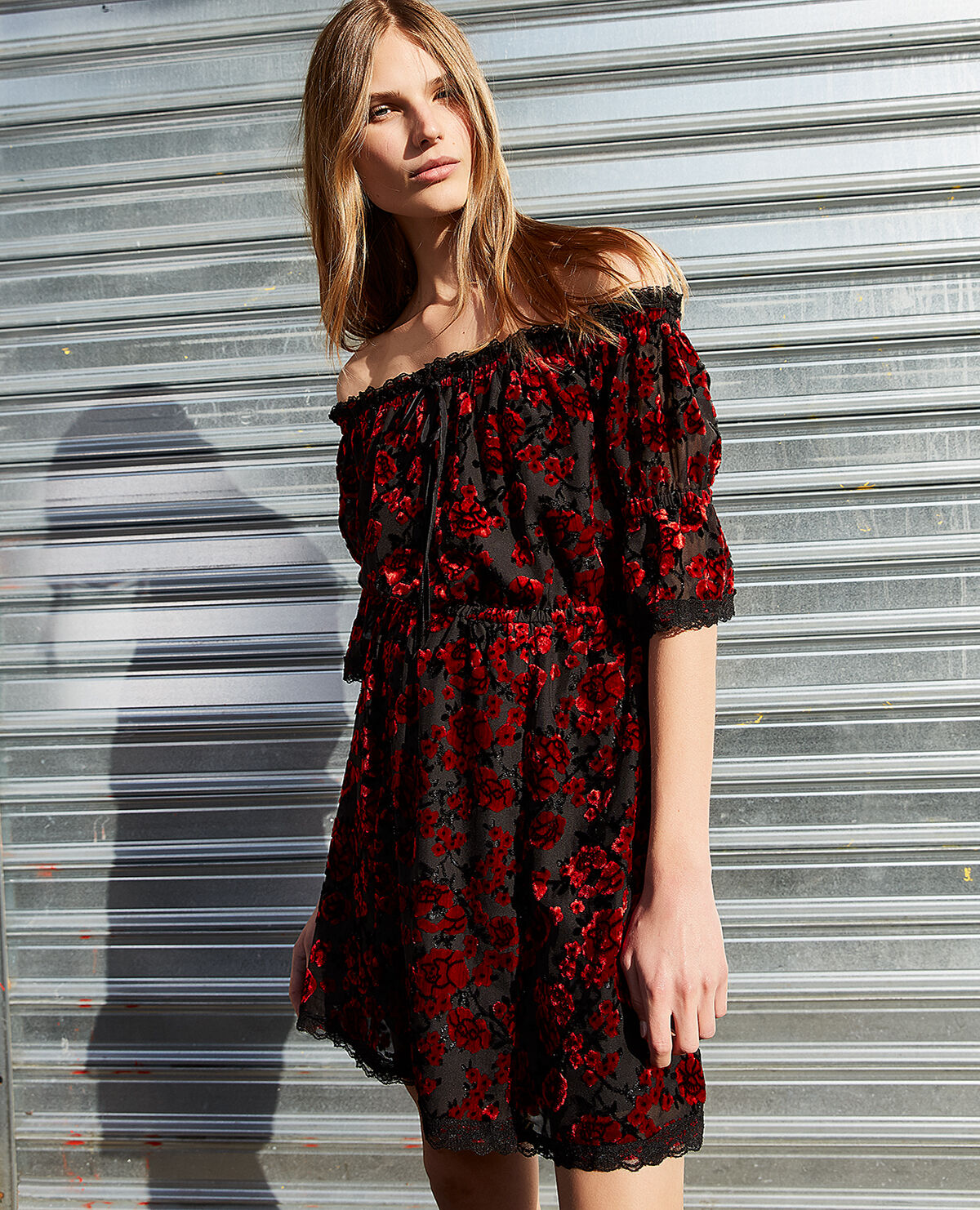 Red roses mini dress