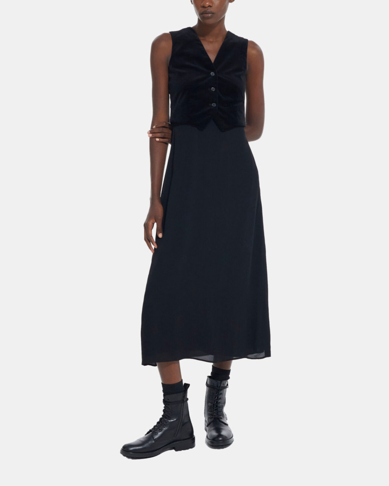 The Kooples DAMEN BLACK langes schwarzes kleid