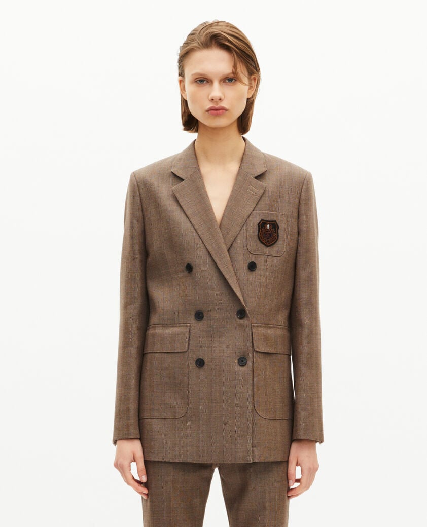 The Kooples DAMEN CAMEL zweireihige anzugjacke aus wolle mit kamelwappen