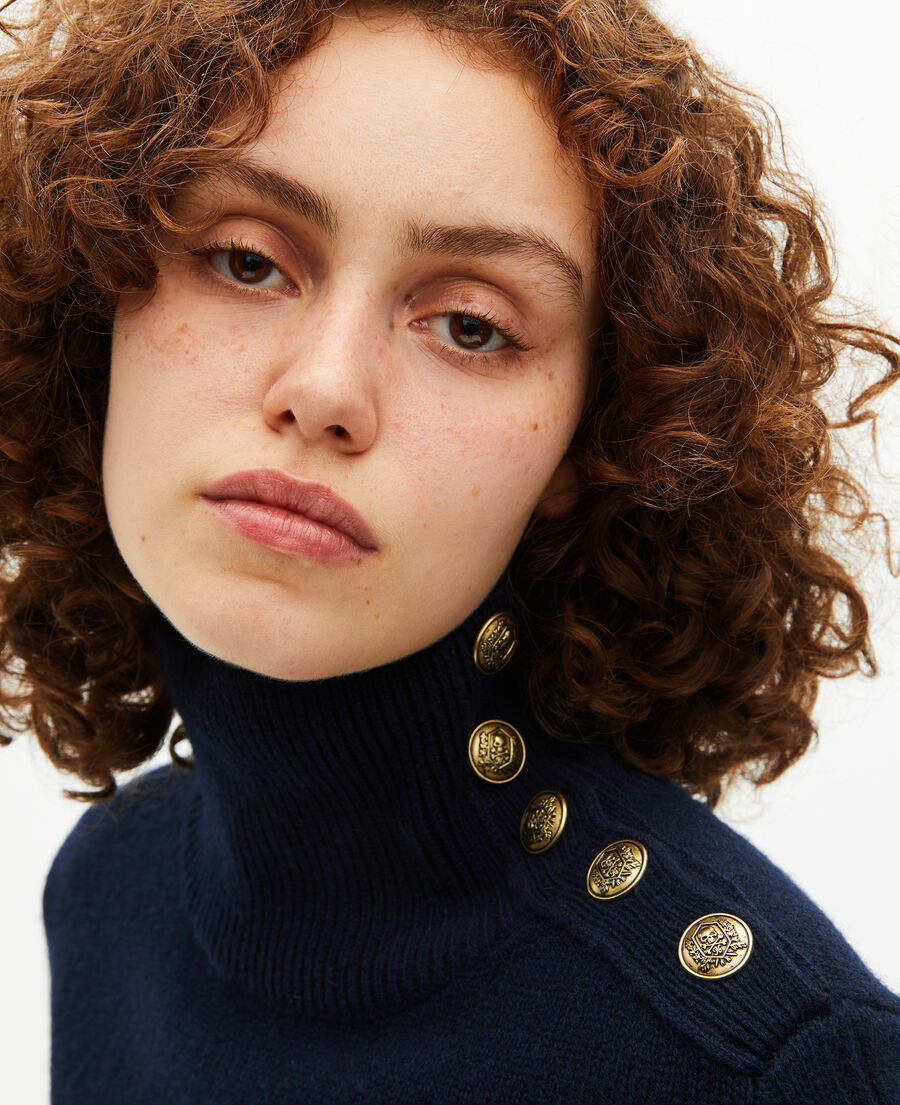 The Kooples FEMME NAVY pull col montant en laine marine