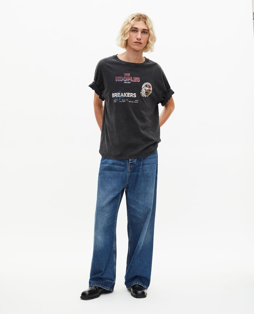 The Kooples HERREN BLACK WASHED t-shirt mit schwarzem siebdruck