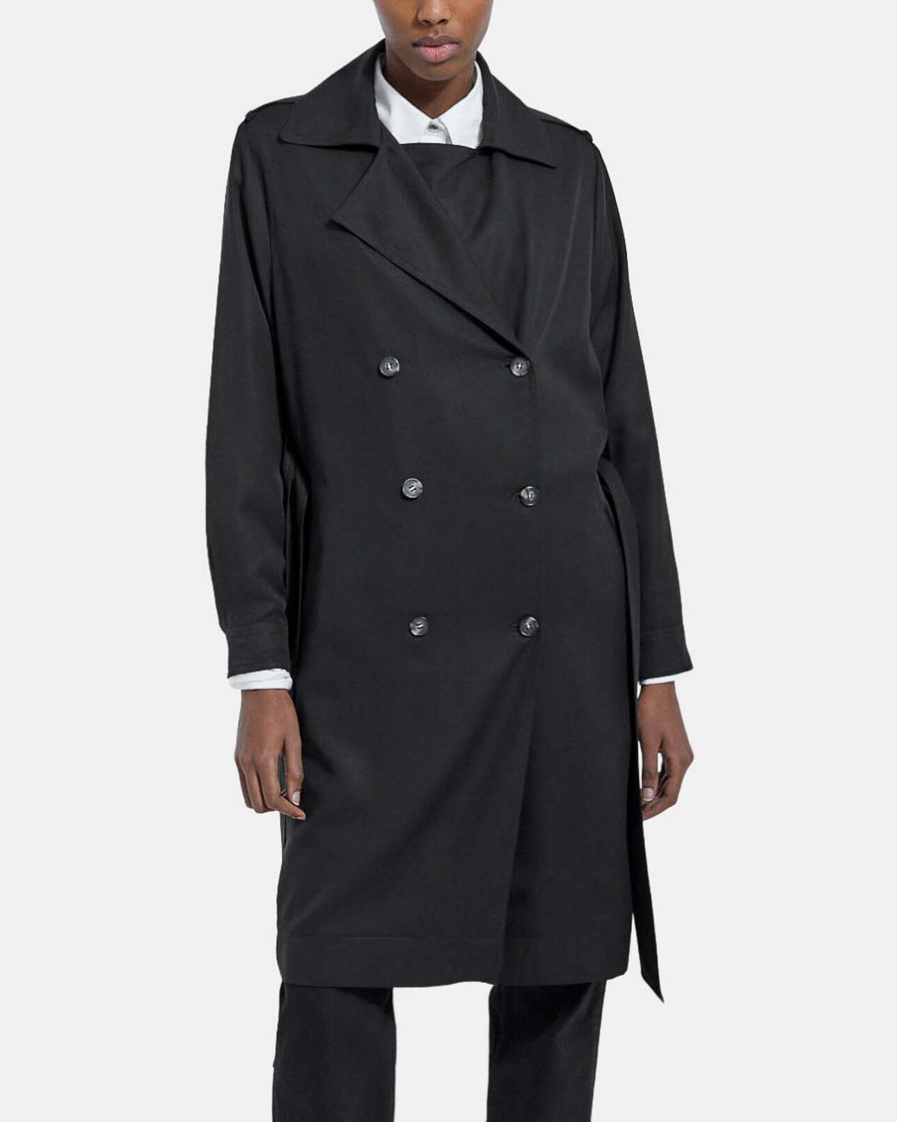 The Kooples FEMME BLACK trench noir tencel élastique dos