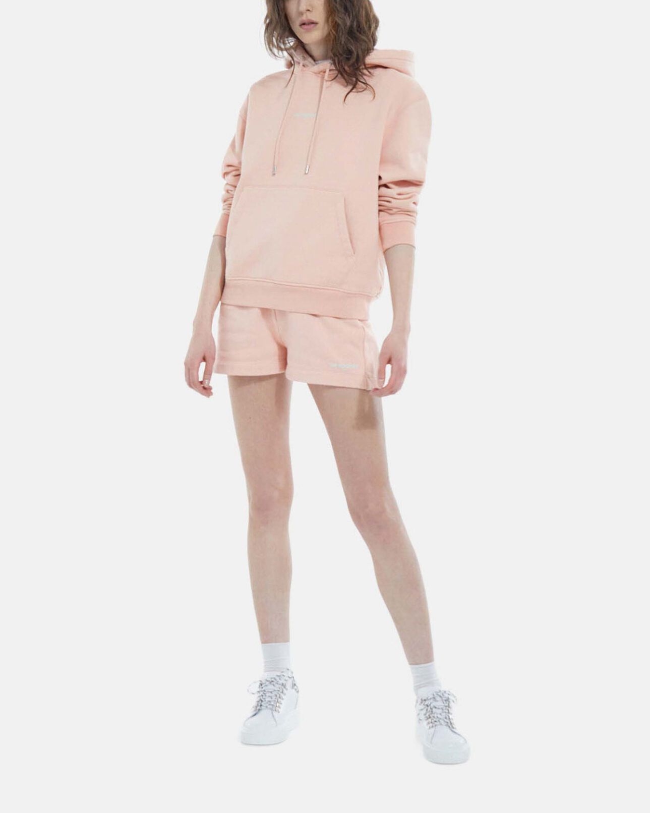 The Kooples FEMME PINK sweat rose clair capuche poche kangourou