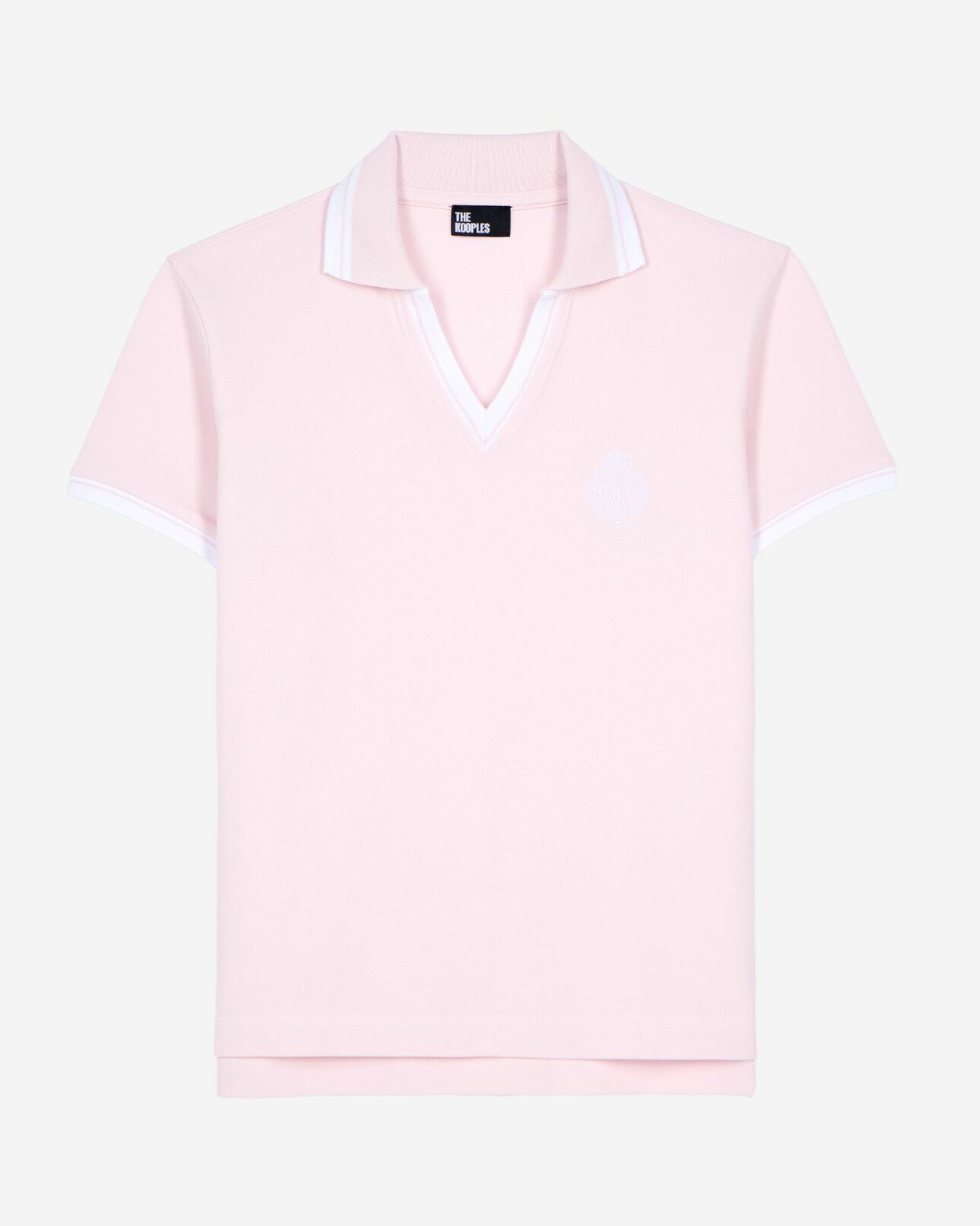 The Kooples MUJER LILA camisa polo cuello v rosa pálido