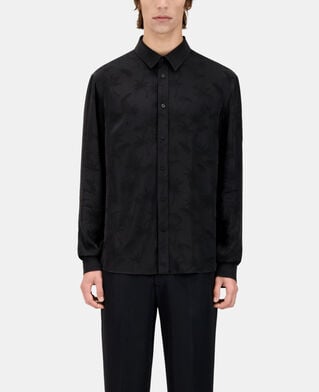 The Kooples MEN BLACK black jacquard shirt with palm trees
