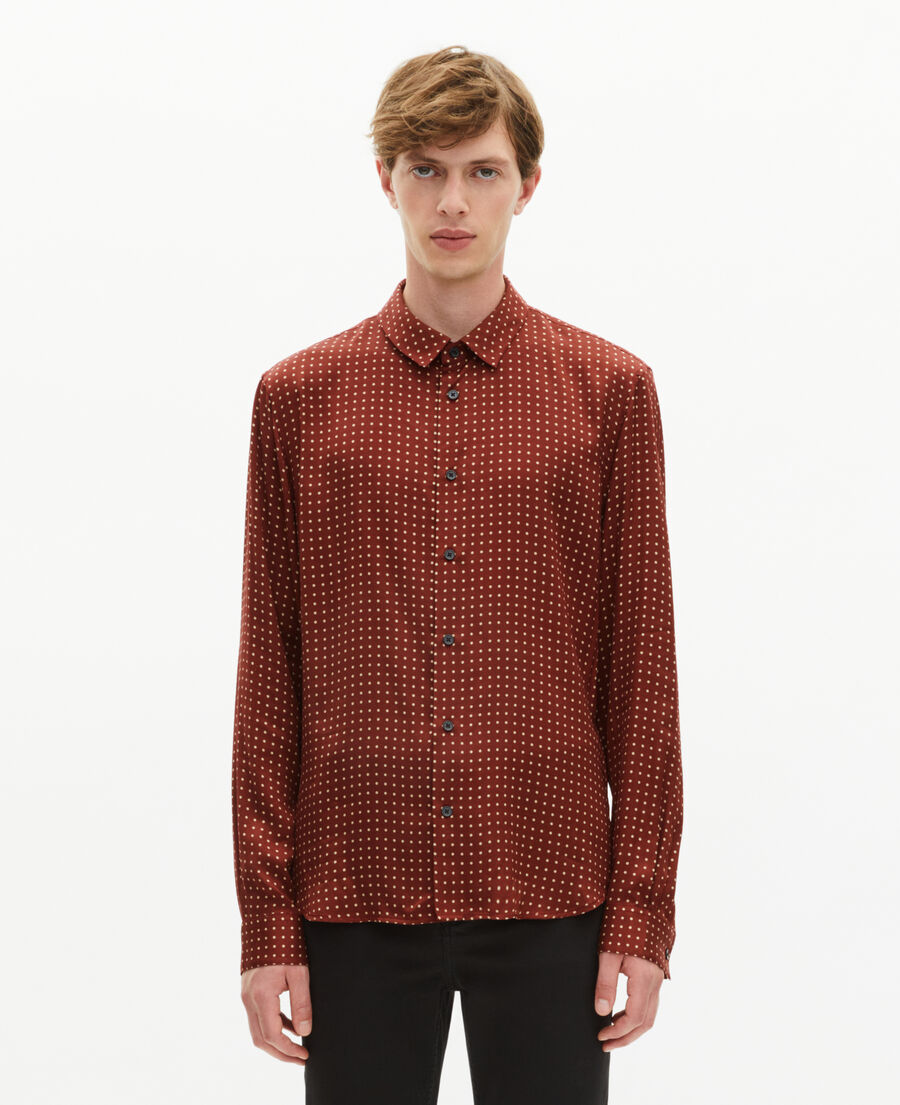 The Kooples H RED BERRY / LIGHT BEIGE burgundy polka-dot shirt