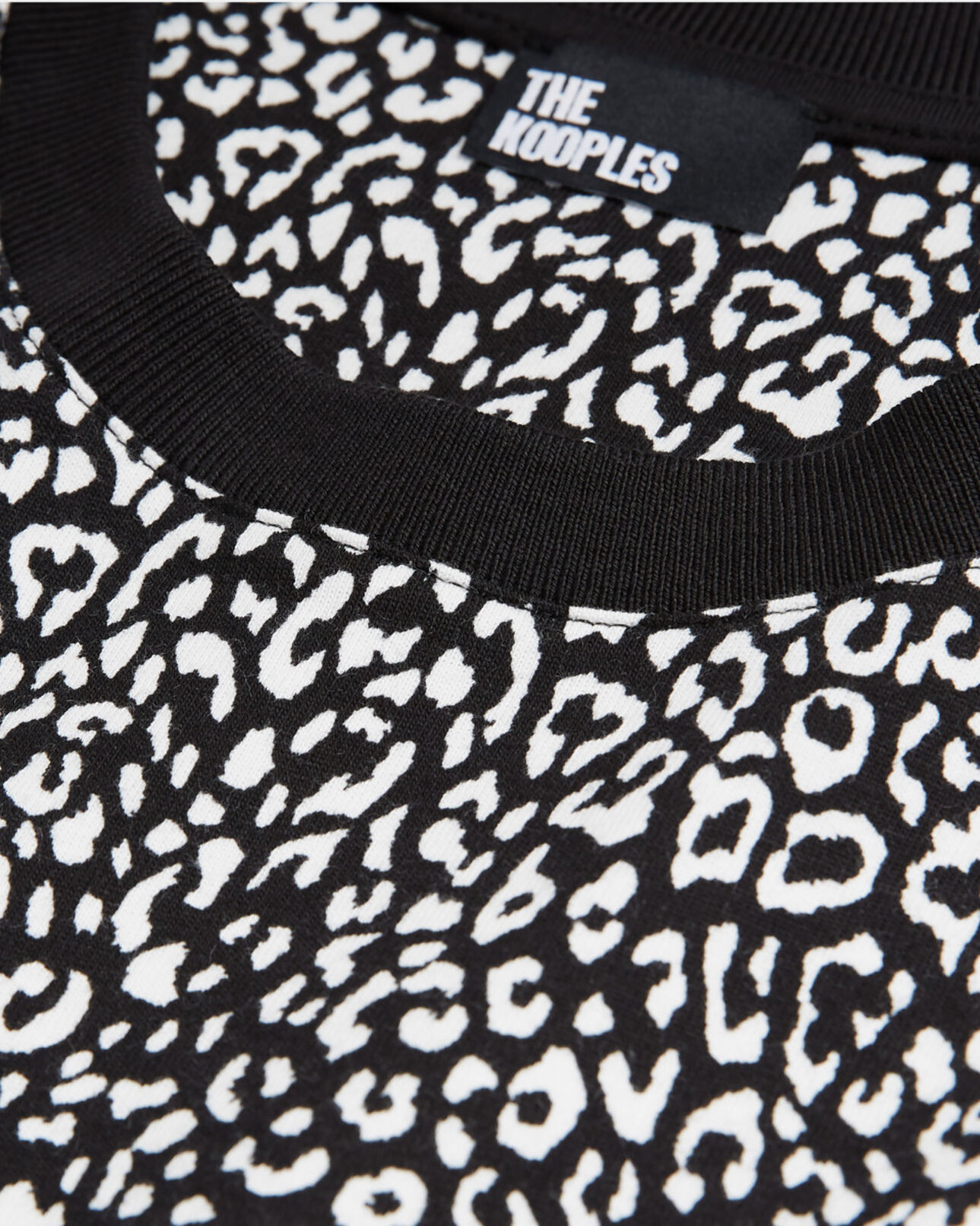 The Kooples MEN ECRU black leopard print t-shirt