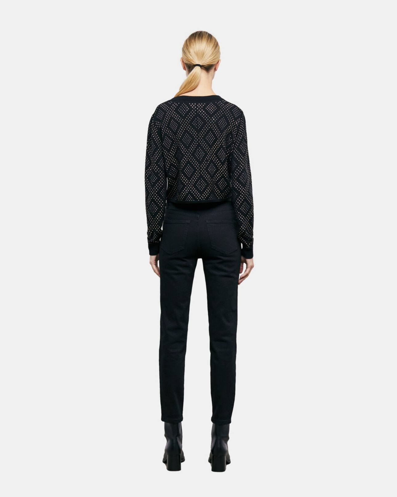 The Kooples F BLACK black cardigan with rhinestones